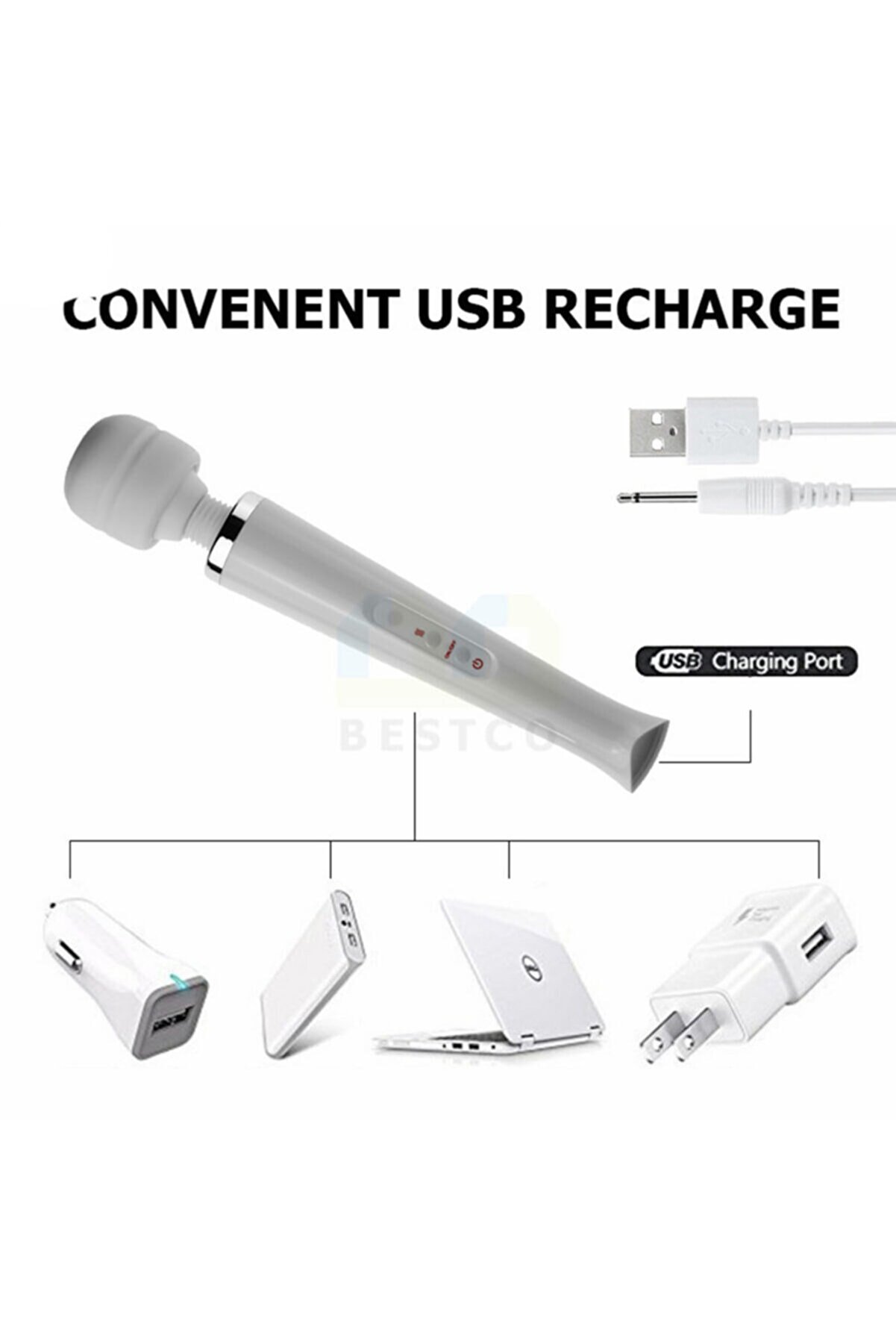 Erox Magi̇c Massager Black Profesyonel 10 Modlu G&uuml;&ccedil;l&uuml; Masaj Aleti̇