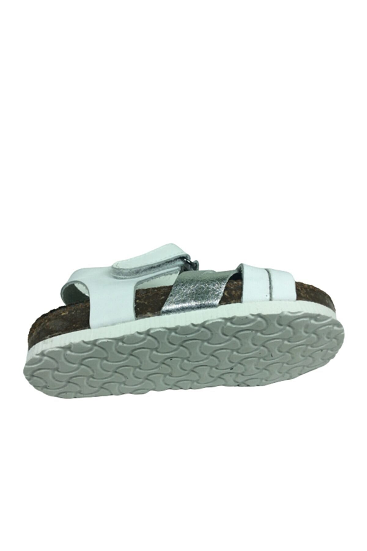 Kız Çocuk Beyaz Haki̇ki̇ Deri̇ Sandalet