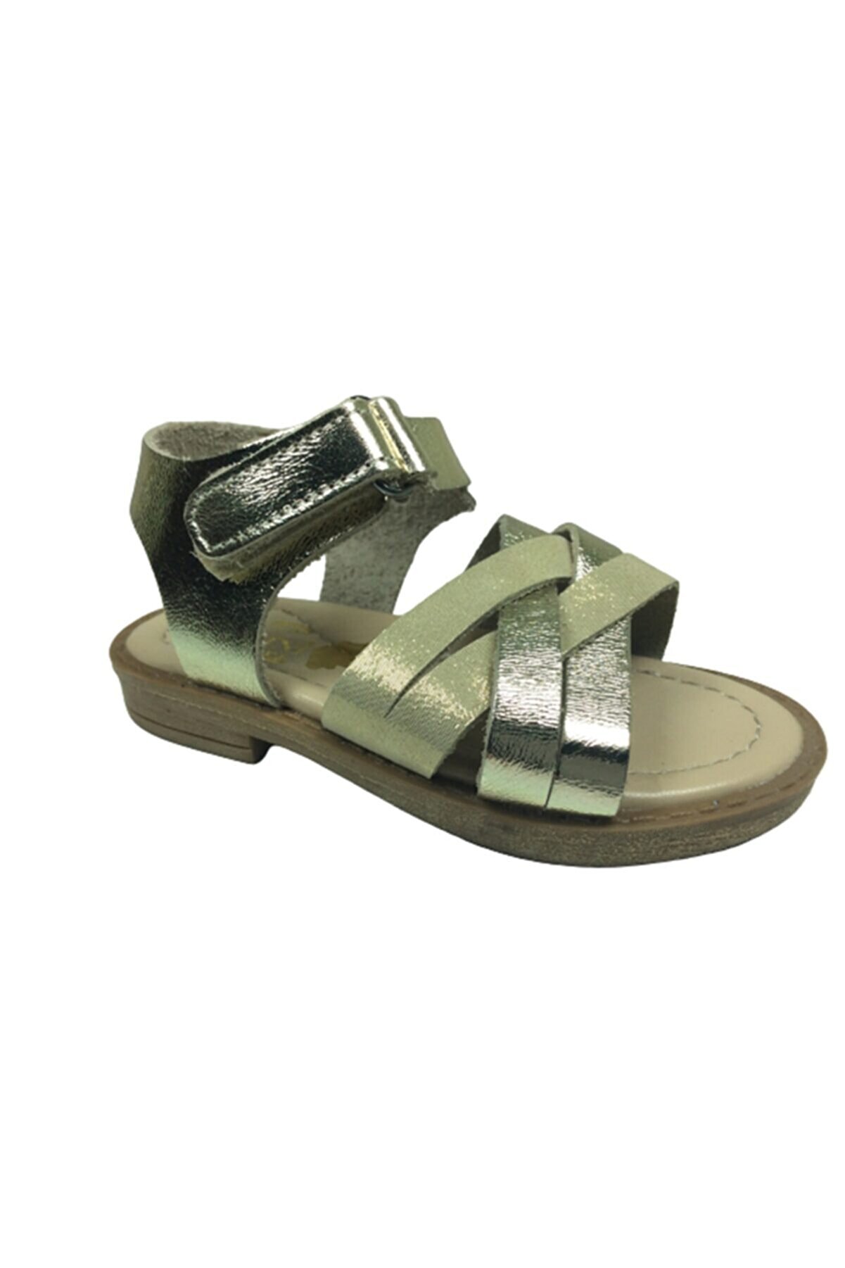 Bebe Kız Çocuk Sandalet  Dore Önü Çapraz Atkılı Bi̇lekten Cırtlı Deri̇ Ht Taban