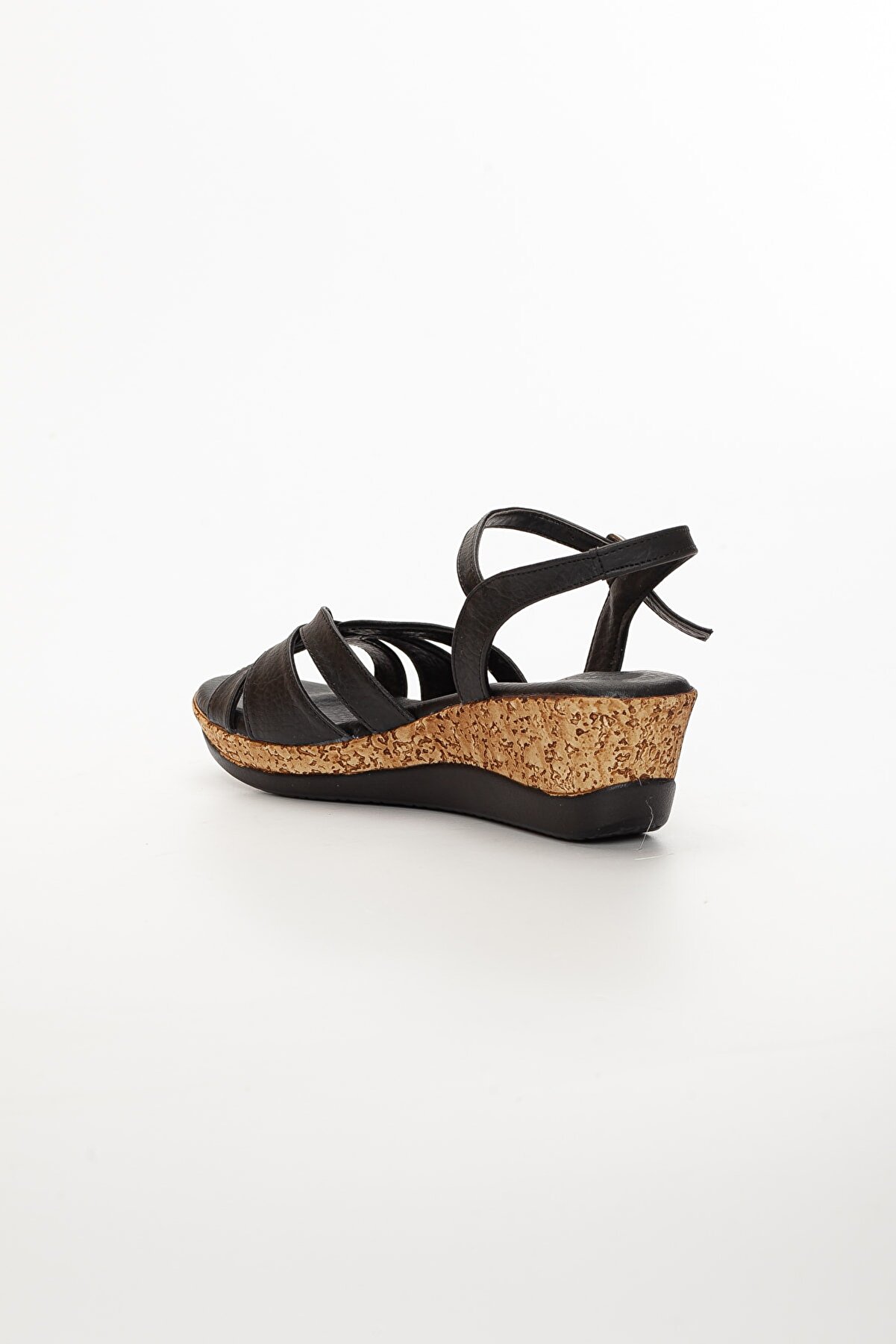 Gult Kadın Platform Topuklu Sandalet Üç Bant Si̇yah