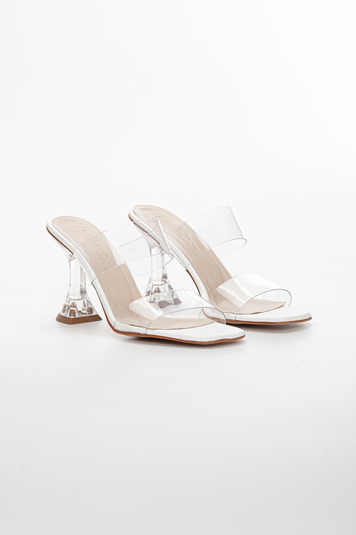 Gult Kadın Ince Topuklu Beyaz Şeffaf Terli̇k