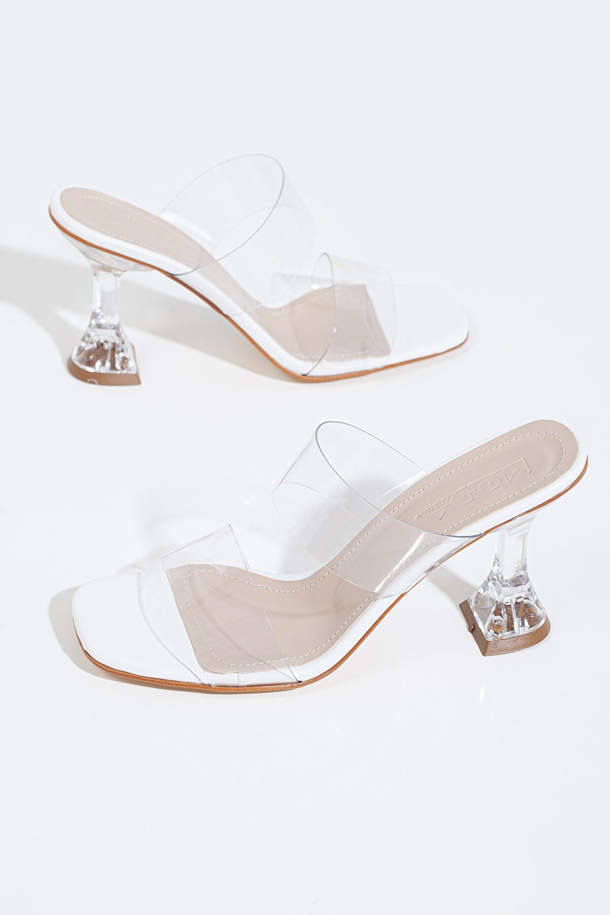 Gult Kadın Ince Topuklu Beyaz Şeffaf Terli̇k