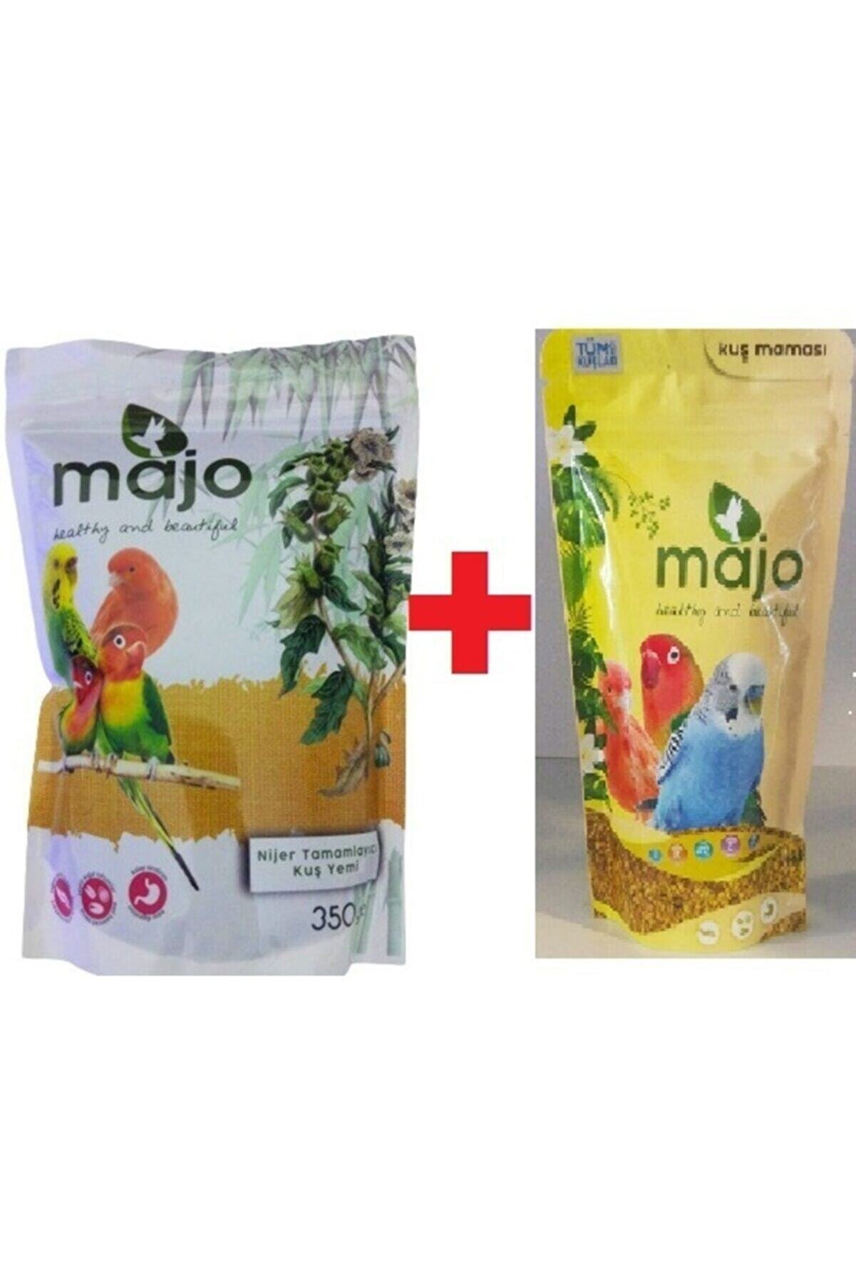 Majo Muhabbet Kuş Maması (T&uuml;m Kuşlar İ&ccedil;i̇ndi̇r) 150 Gr Kuş Kızıştırıcı (Ni̇jer Tamamlayıcı Kuş Yemi̇ 350Gr)