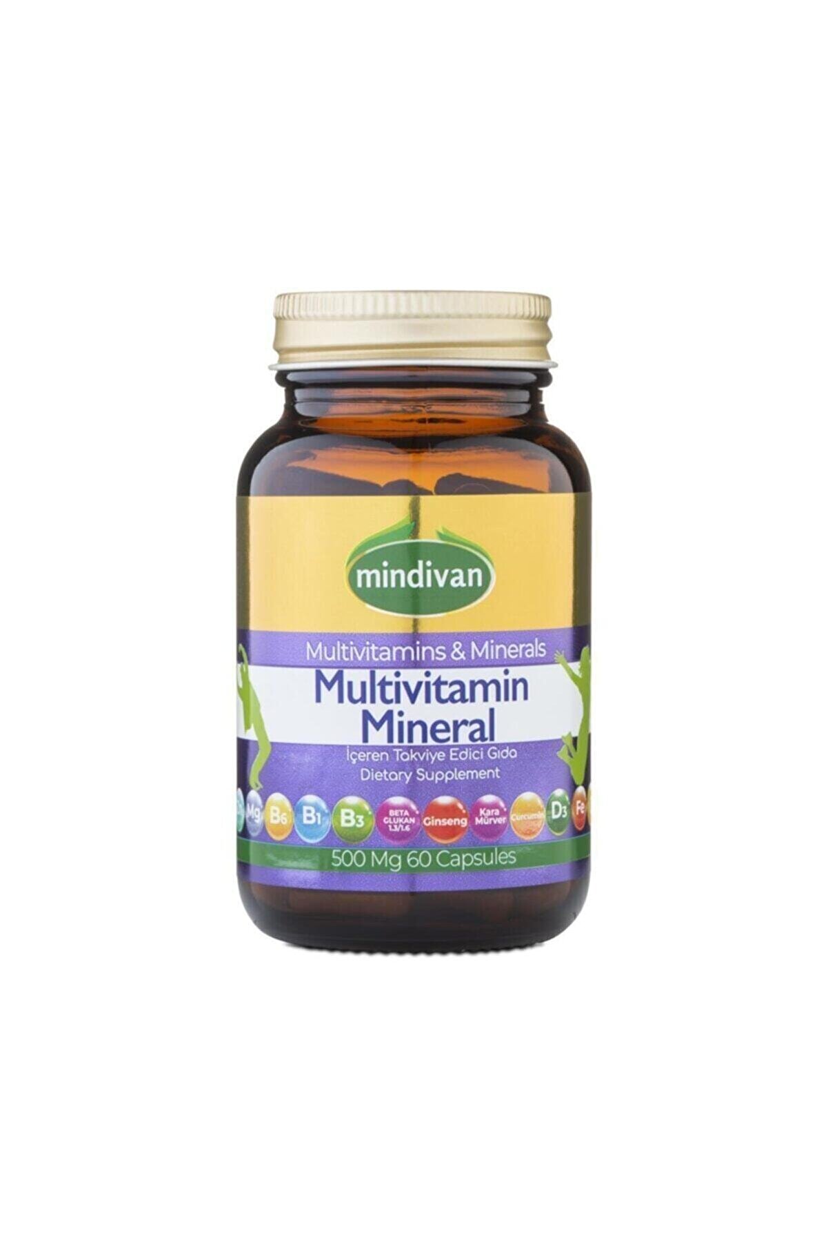 Mindivan Multivitamin Mineral ve Bitki Ektreleri 60 Kapsül 500mg 2 Adet