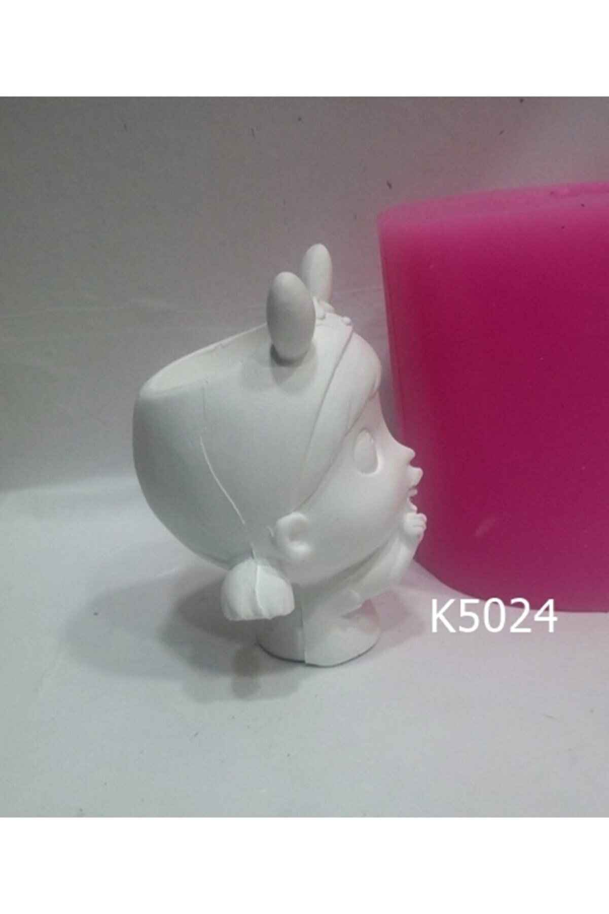 Kalıpcınızburada Tavşan Kulaklı Kız Saksı Si̇li̇kon Kalıp