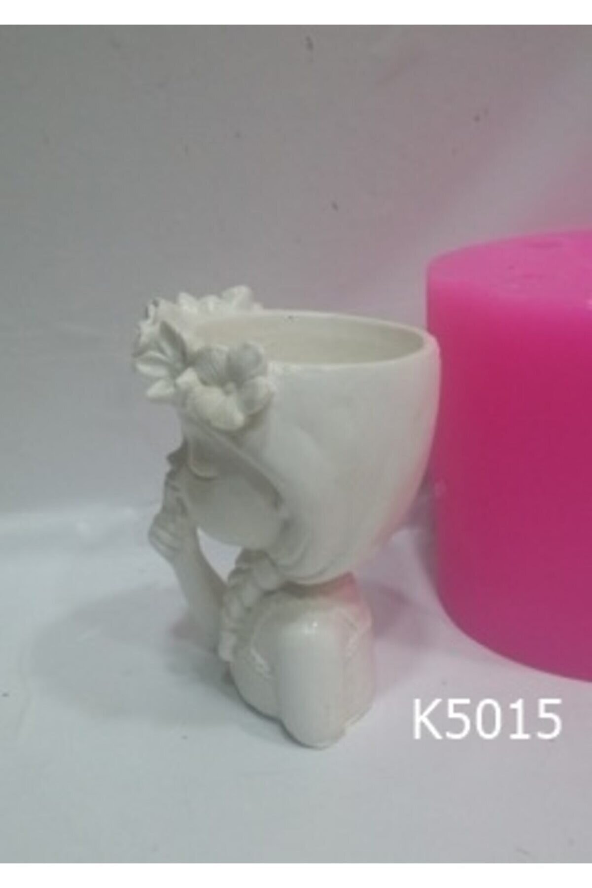 Kalıpcınızburada Çi̇çekli̇ Kız Saksı Si̇li̇kon Kalıp