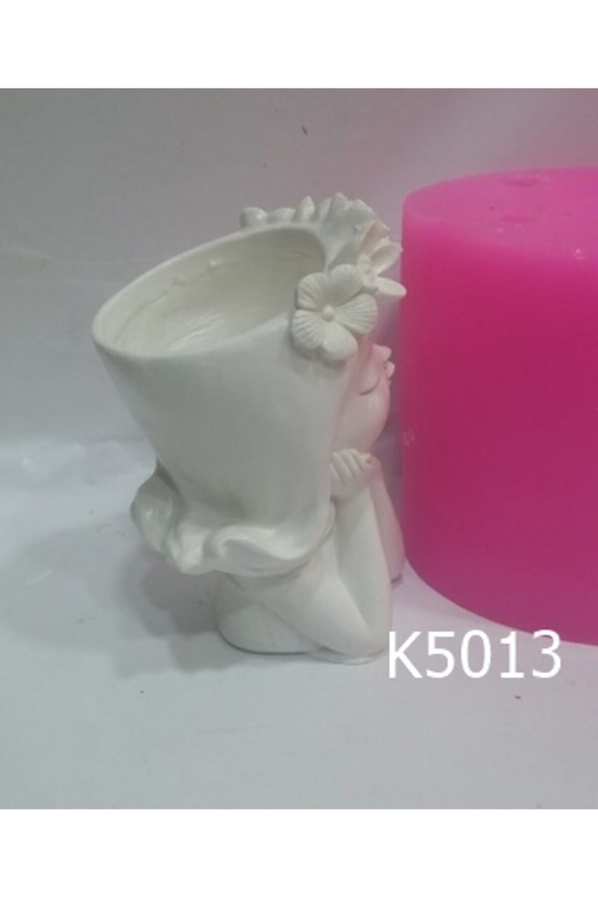 Kalıpcınızburada Çi̇çekli̇ Kız Saksı Si̇li̇kon Kalıp