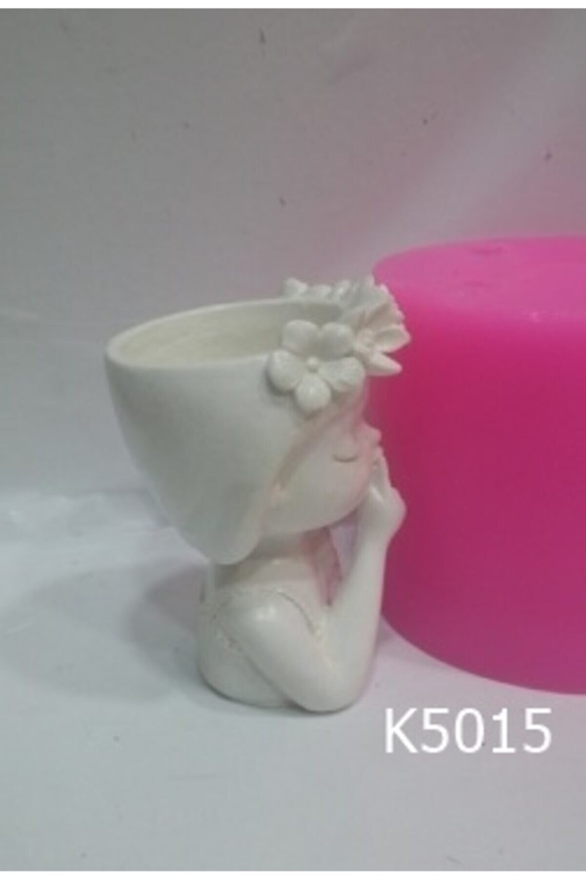 Kalıpcınızburada Çi̇çekli̇ Kız Saksı Si̇li̇kon Kalıp