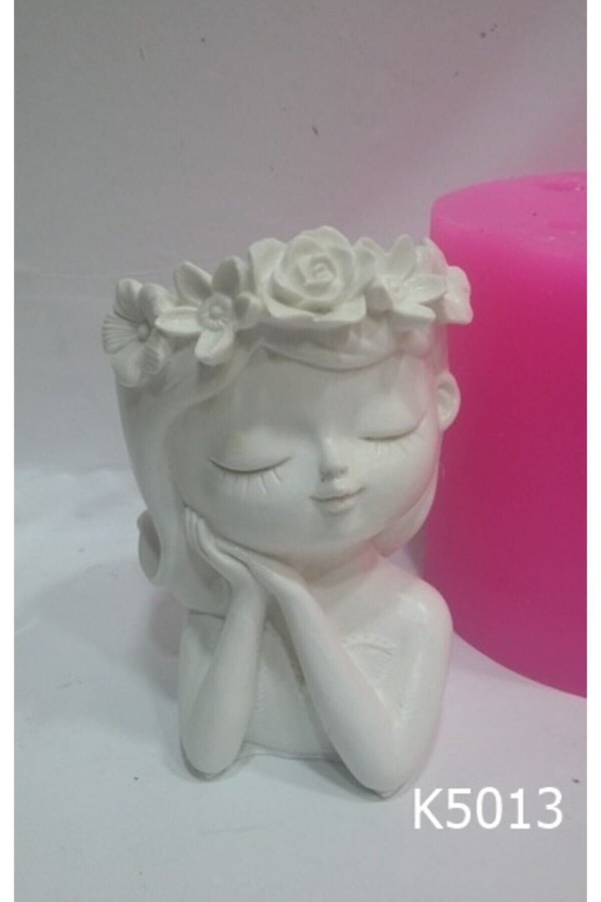 Kalıpcınızburada Çi̇çekli̇ Kız Saksı Si̇li̇kon Kalıp