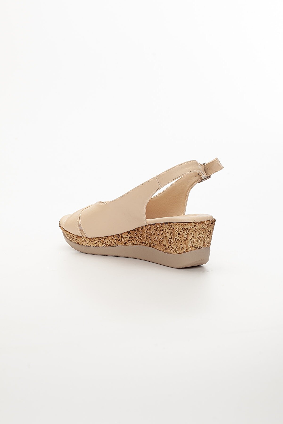 Gult Kadın Platform Topuklu Sandalet Çapraz Arkadan Bağlamalı Ten Nude