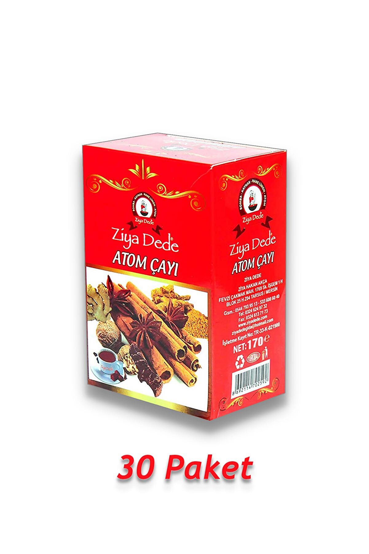 Zi̇ya Dede Atom Çayı Doğal Lezzet 170 Gr 30 Paket