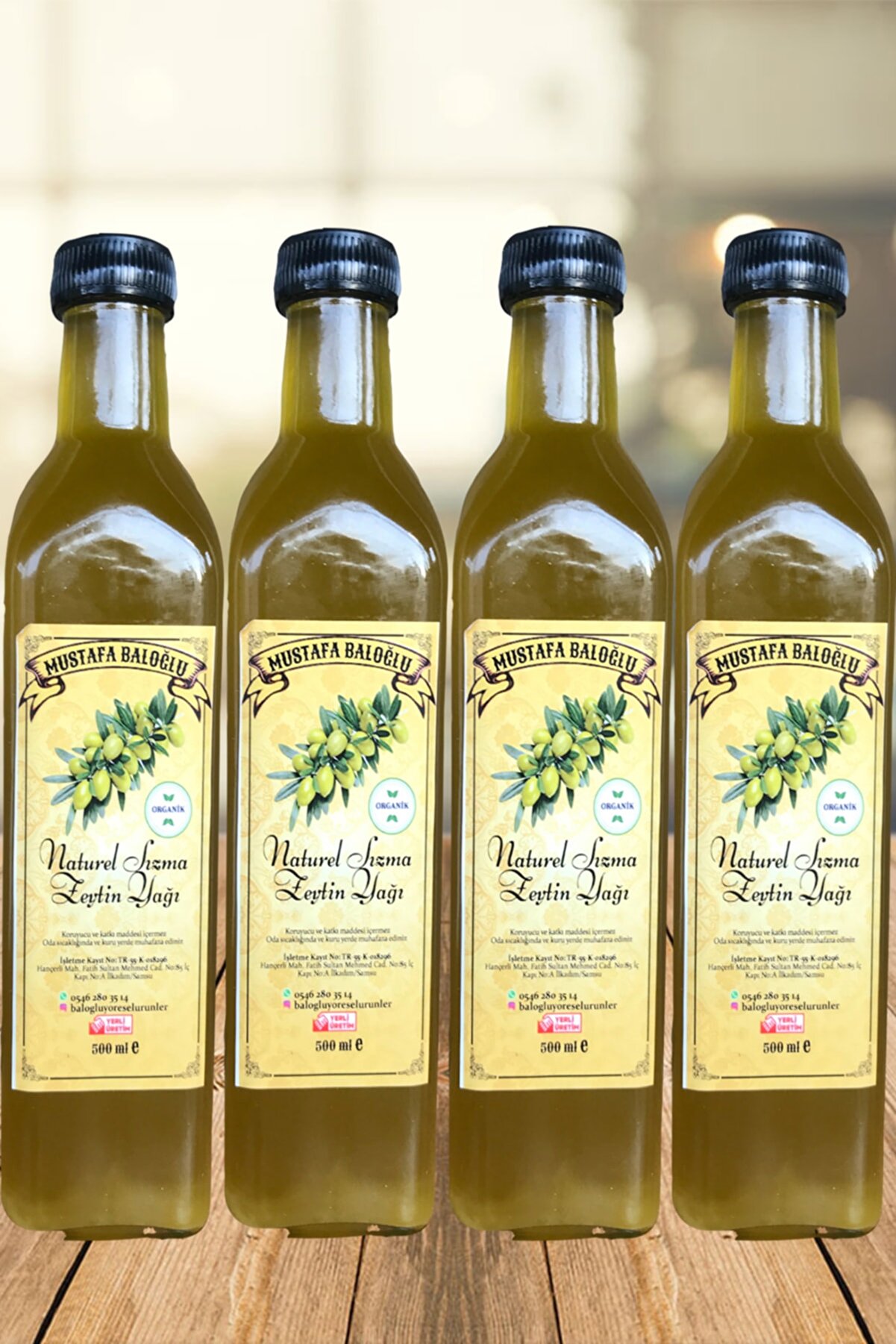 Mustafa Baloğlu Bal &Uuml;r&uuml;nleri̇ Naturel Sızma Zeyti̇nyağı (Mani̇sa) (Tek Bah&ccedil;e) (Organi̇k) 4X500 Ml