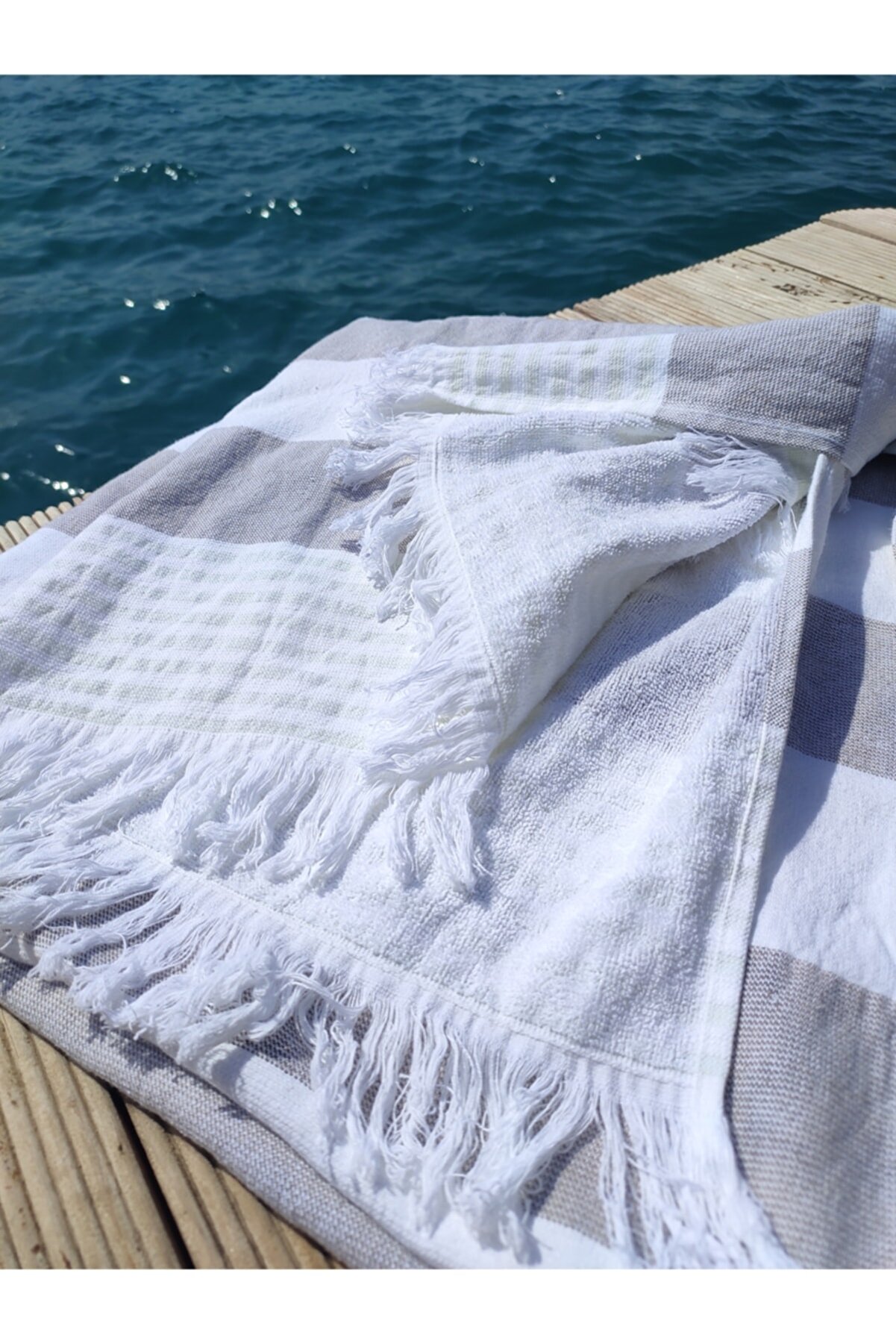 Zndstore Peştamal Havlu Gri̇ - Beyaz