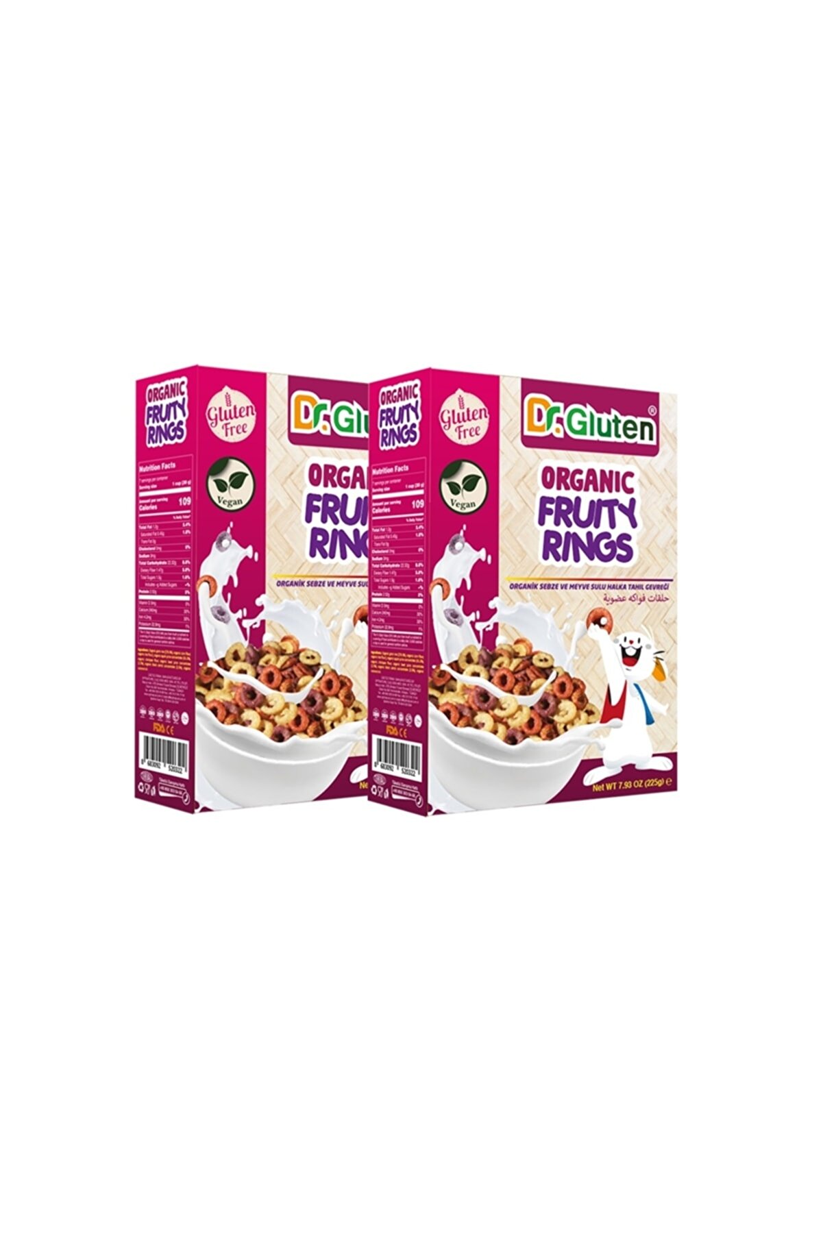 Dr.Gluten Dr. Gluten Organik Glutensiz Sebze Ve Meyve Sulu Halka Tahıl Gevreği 225 G X2 Adet