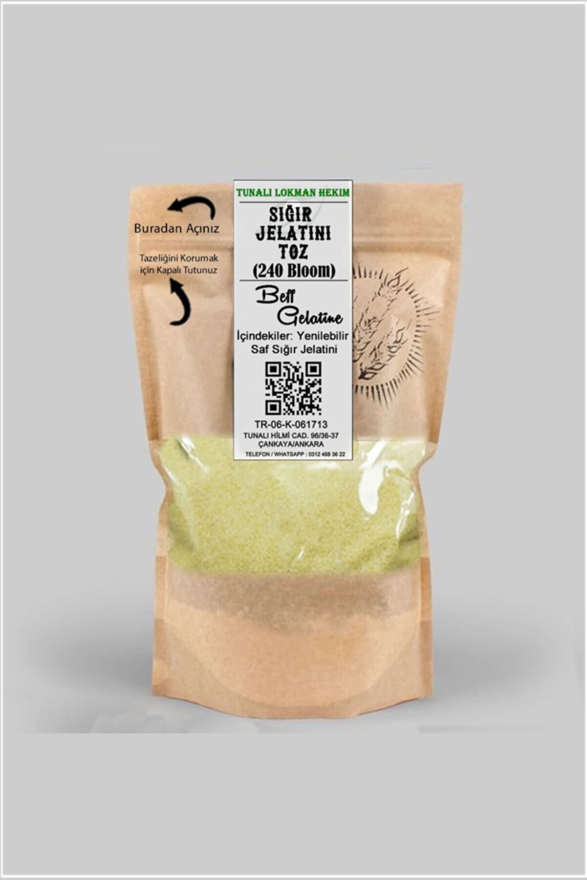 240 Bloom Yeni̇lebi̇li̇r Toz Jelati̇n (Sığır Jelati̇ni̇) 100 Gr