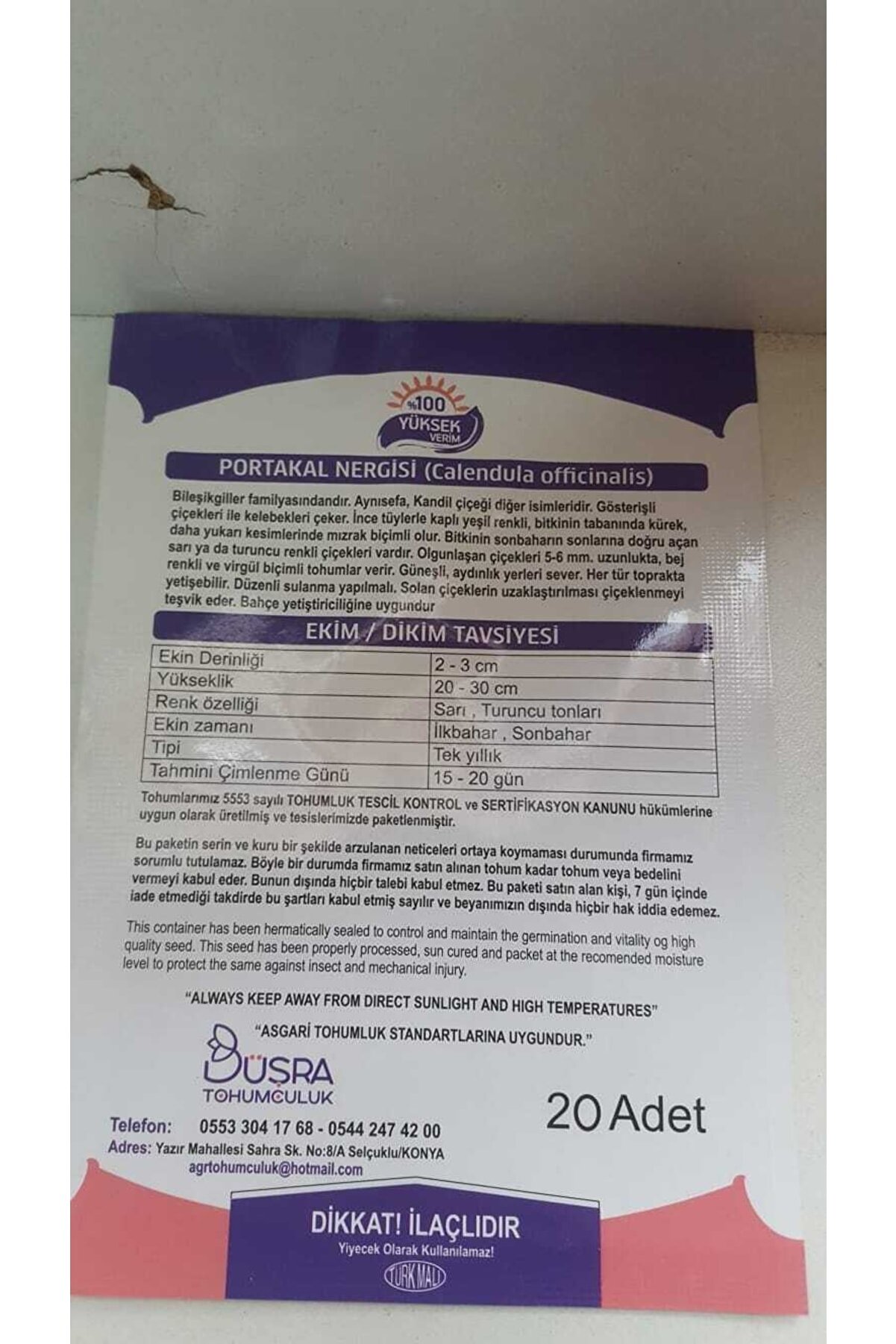 B&uuml;şra Portakal Nergi̇zi̇ &Ccedil;i̇&ccedil;ek Tohumu %100 Y&uuml;ksek Veri̇m