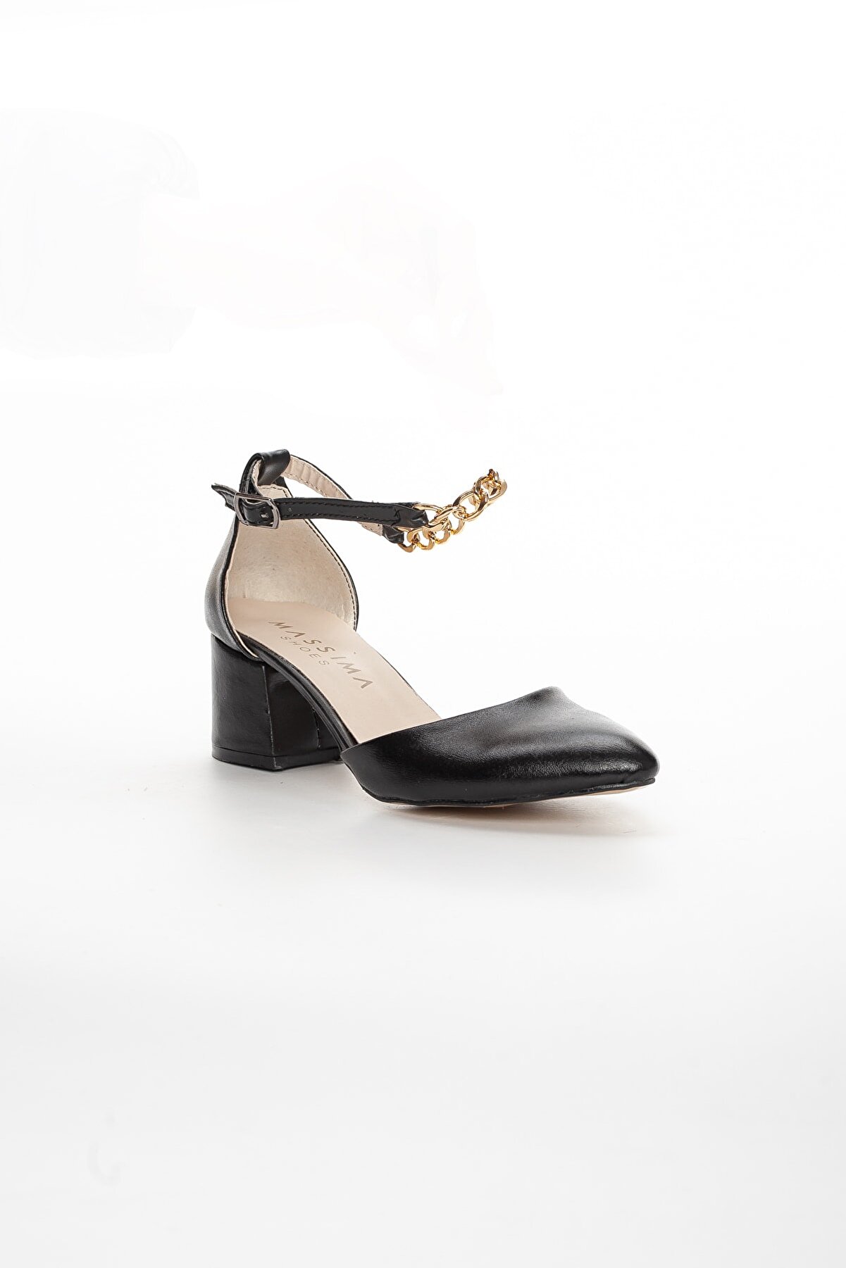 Gult Zi̇nci̇rli̇ Kısa Sti̇letto Si̇yah Mat