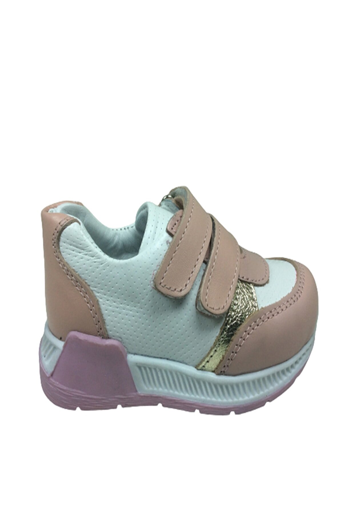 raduno Bebe Kız Çocuk Spor Ayakkabı Pudra - Beyaz Cırtlı Deri Anatomik