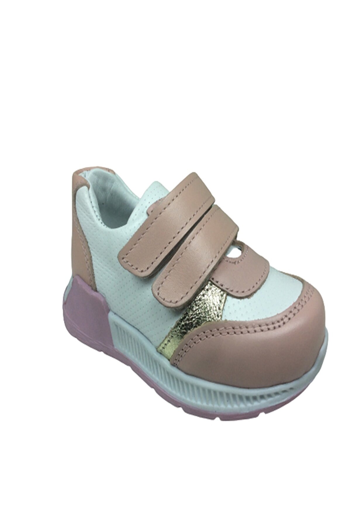 Bebe Kız Çocuk Spor Ayakkabı Pudra - Beyaz Cırtlı Deri̇ Anatomi̇k
