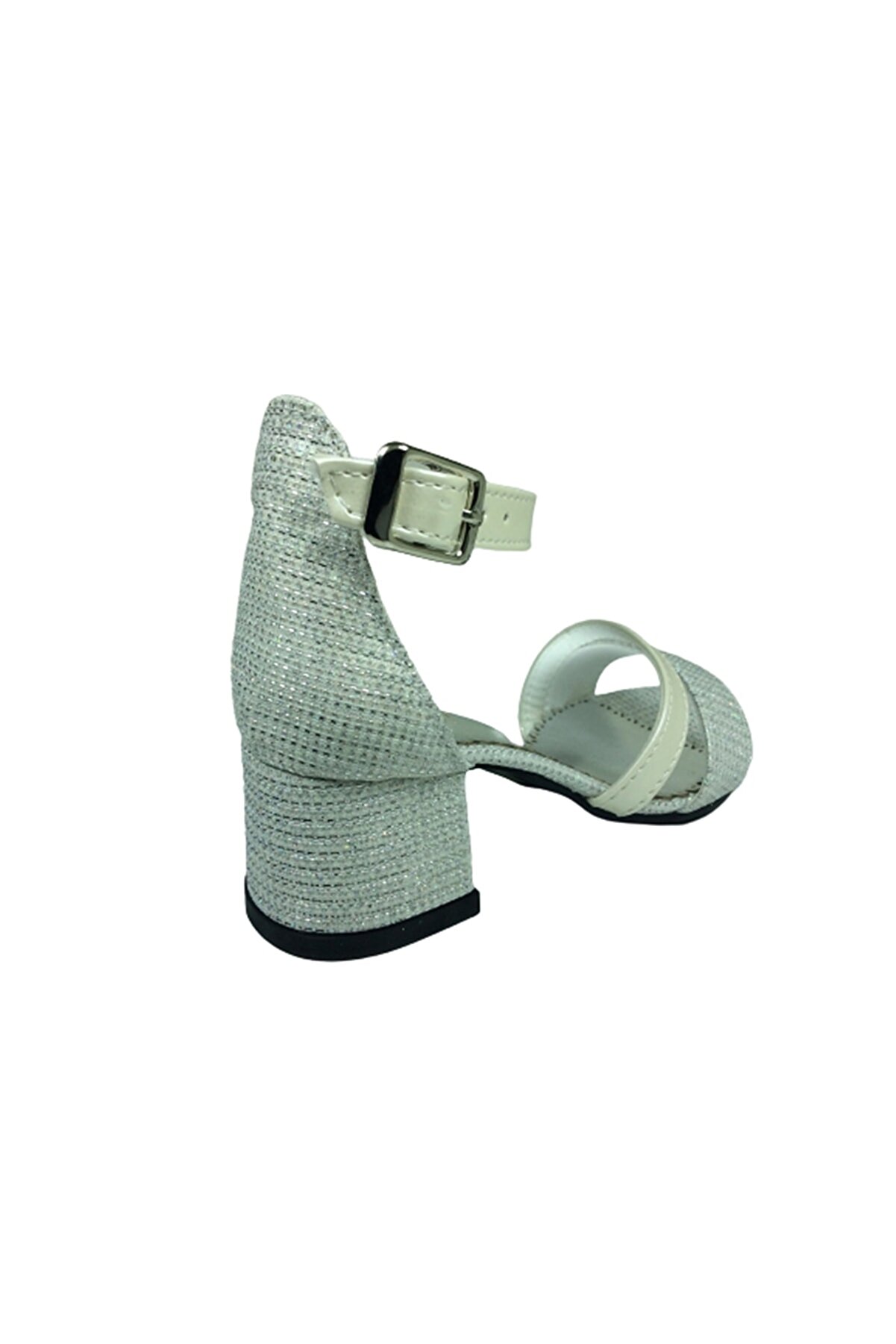 1506 (Plm) Pati̇k Sedef Ekru Si̇mli̇ Bi̇lekten Tokalı Kız Çocuk Topuklu Ayakkabı Abi̇ye