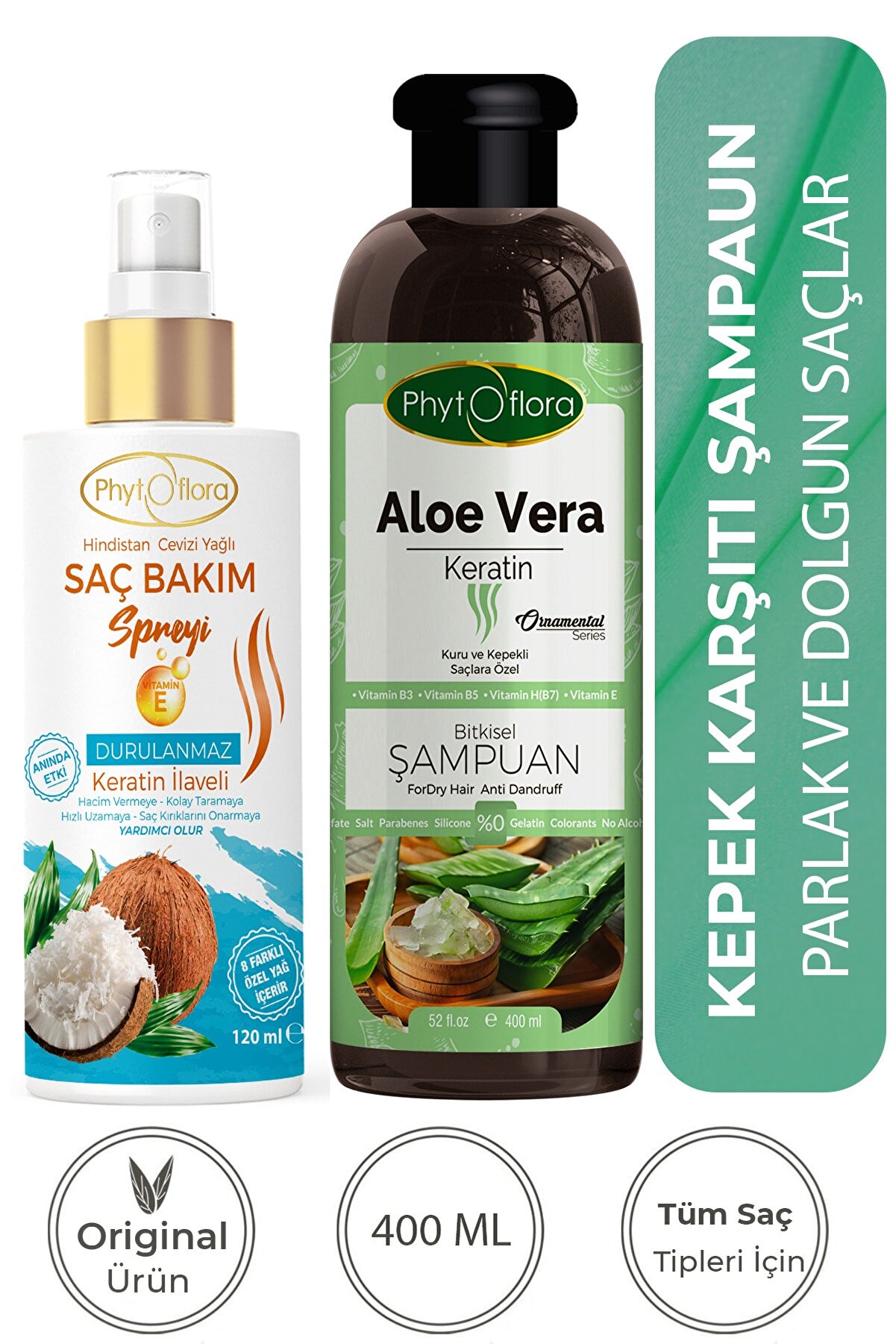 Saç Dökülmesi̇ne Karşı Tuzsuz Şampuan Aloe Vera Şampuanı Ve Hi̇ndi̇stan Cevi̇zi̇ Yağlı Saç Spreyi̇