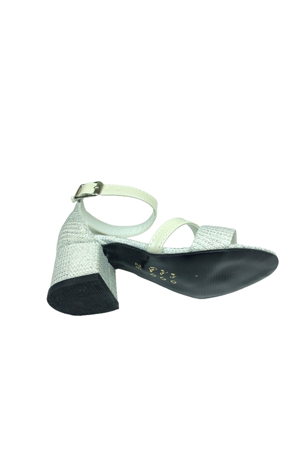 1506 (Plm) Pati̇k Sedef Ekru Si̇mli̇ Bi̇lekten Tokalı Kız Çocuk Topuklu Ayakkabı Abi̇ye