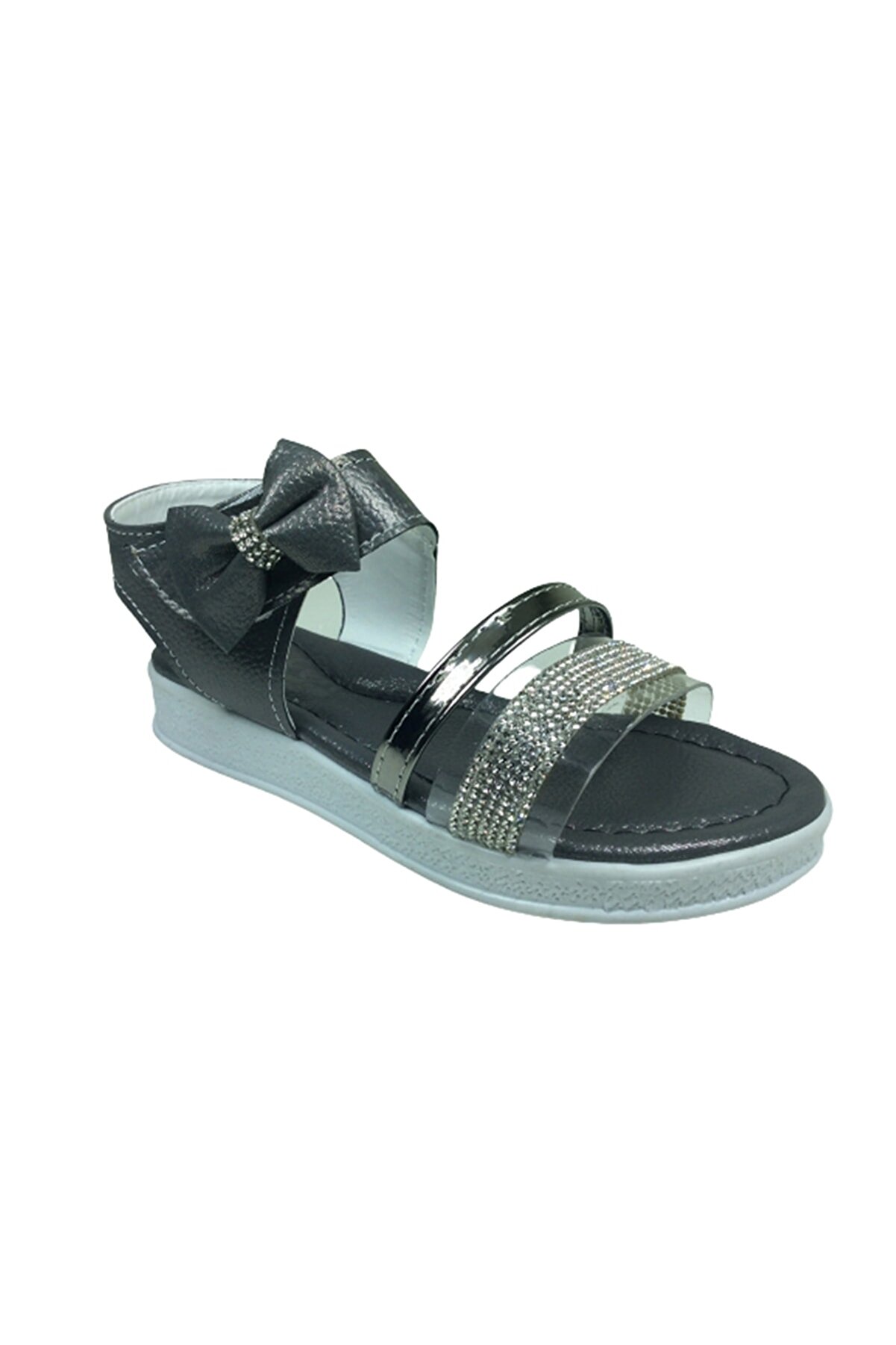Grafen Fi̇let Kız Çocuk Sandalet Plati̇n Şeffaf Taşlı Abi̇ye Ayakkabı