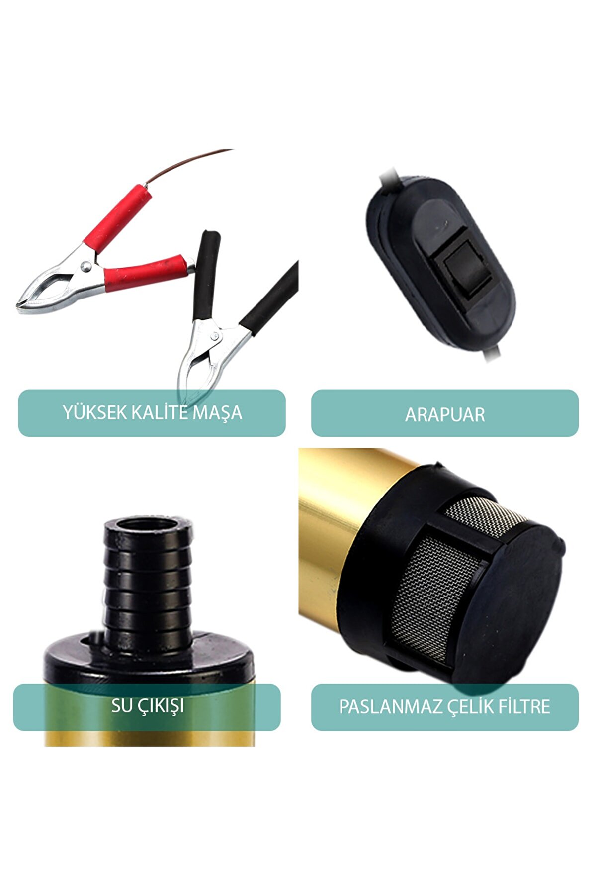 Kemos Kızılırmak 12 Volt Alümi̇nyum Dalgıç Ti̇pi̇ Sıvı Aktarma Pompası (Fi̇ltre+Arapuar)