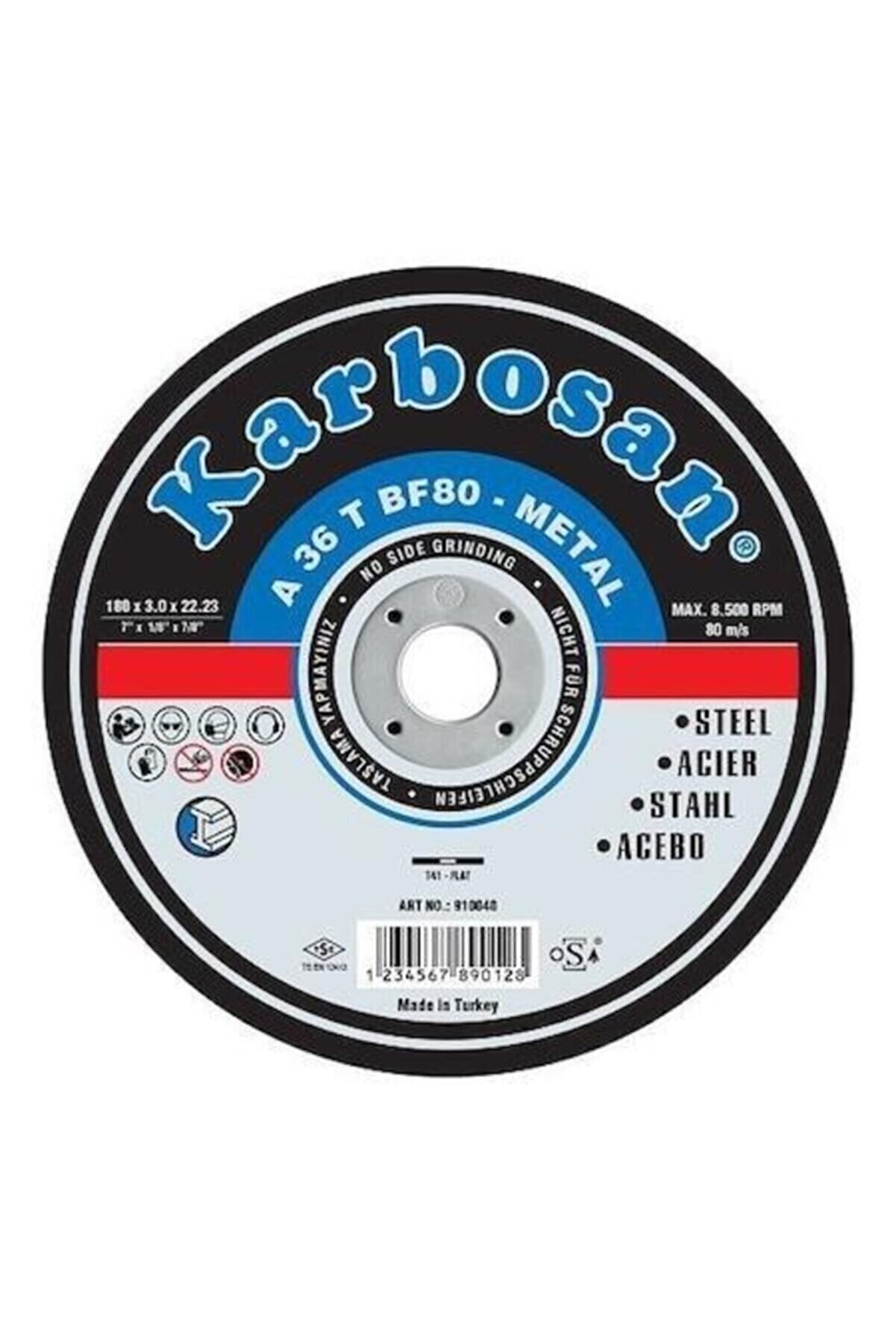 KARBOSAN 180x3mm Metal Kesme Taşı (10'lu Paket)