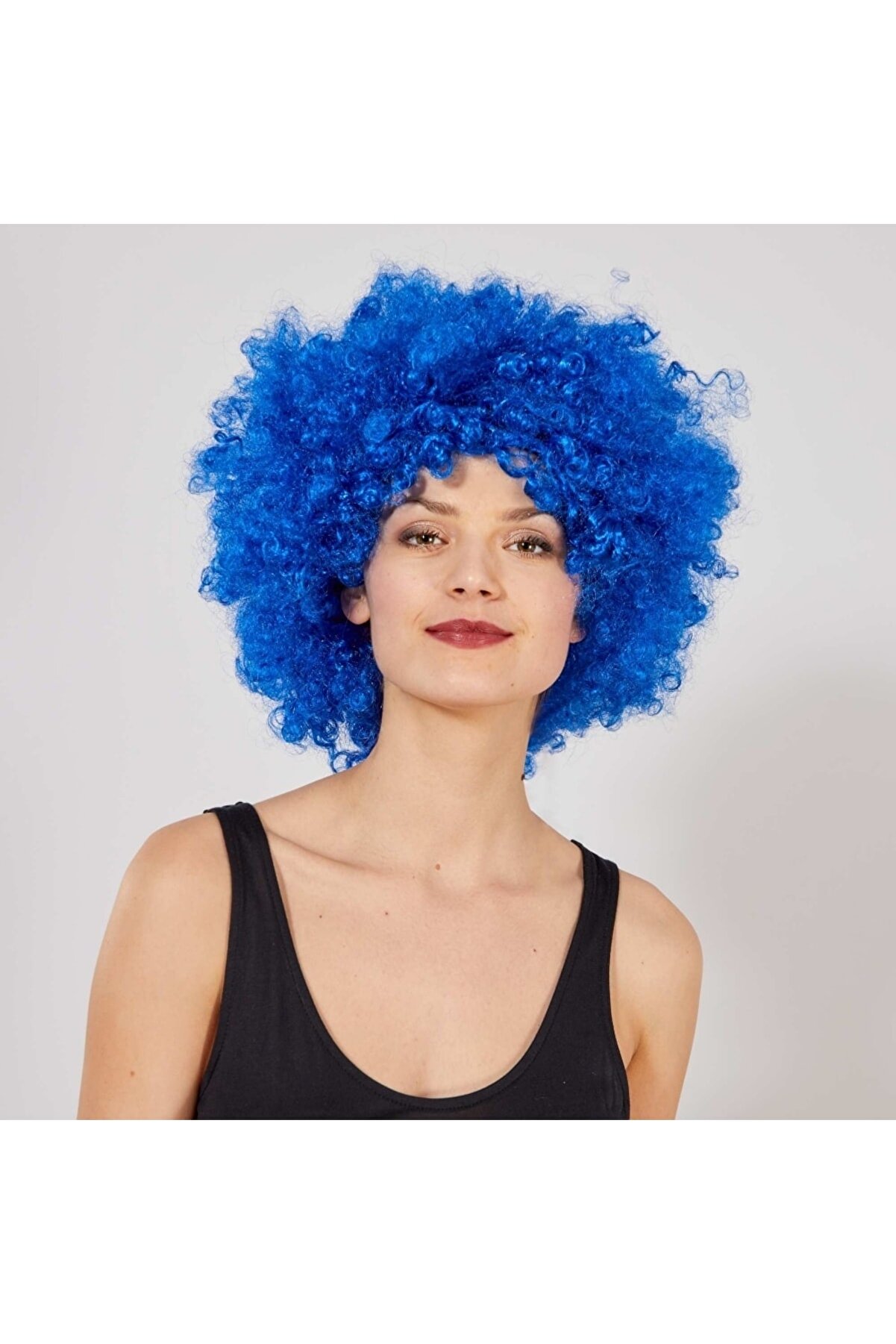 Go İthalat Mavi̇ Renk Kıvırcık Afro Bonus Peruk (4178)