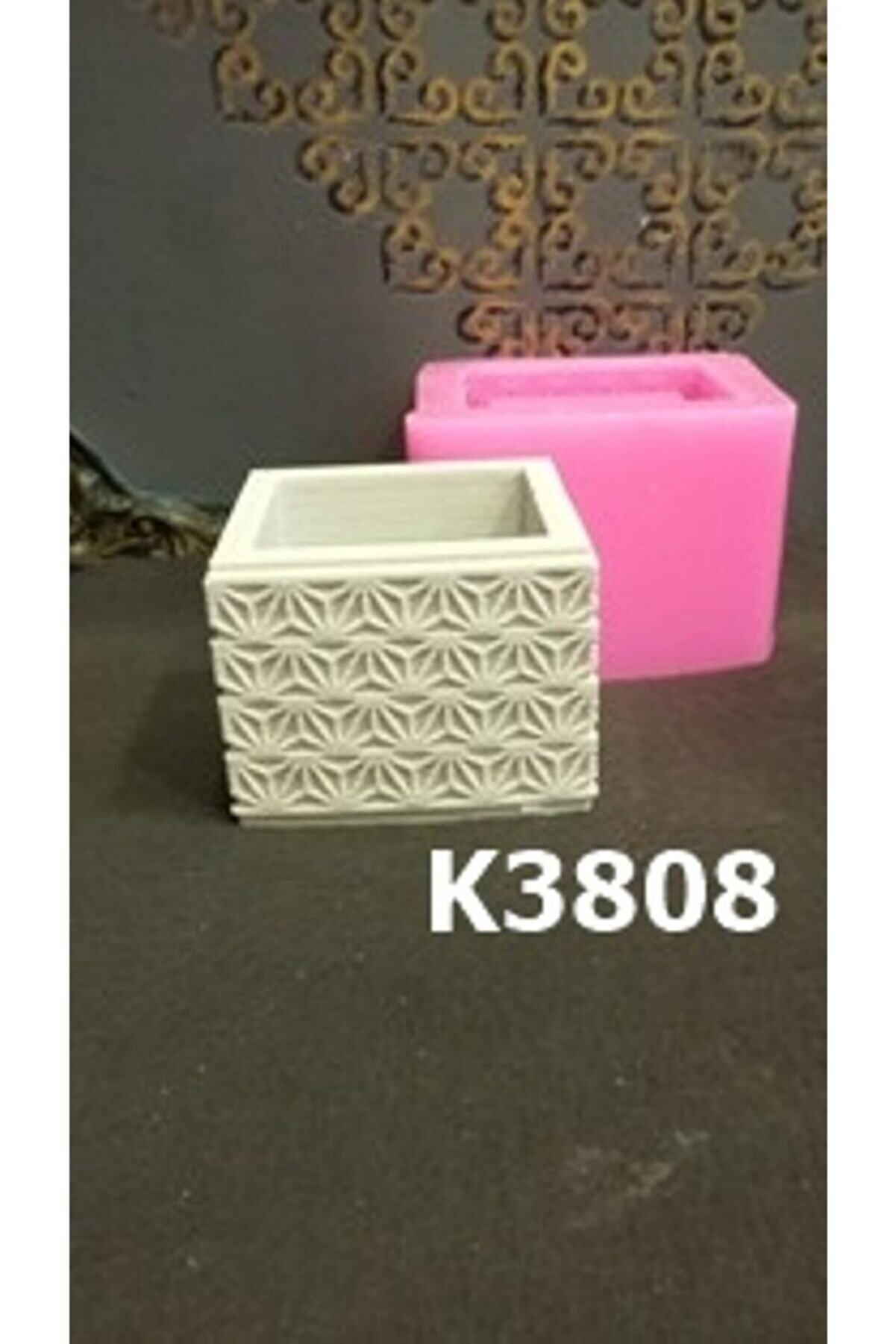 Kalıpcınızburada Desenli̇ Kare Saksı Si̇li̇kon Kalıp