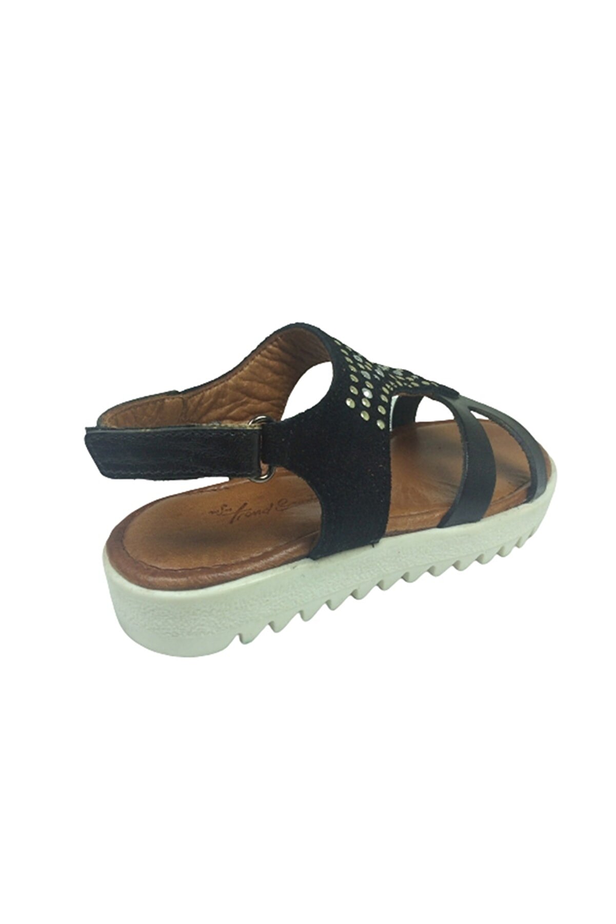 Trend 2103 Klt Si̇yah Kız Çocuk Sandalet % 100 Haki̇ki̇ Deri̇
