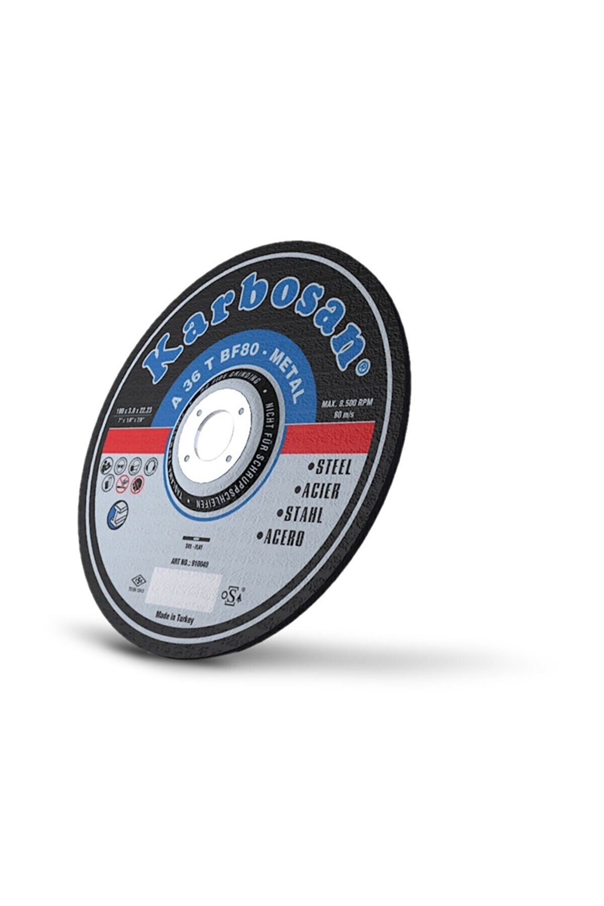 KARBOSAN 180'lik Metal Kesme Taşı (10 ADET) 180x3,0x22,23a 24 Q Taş