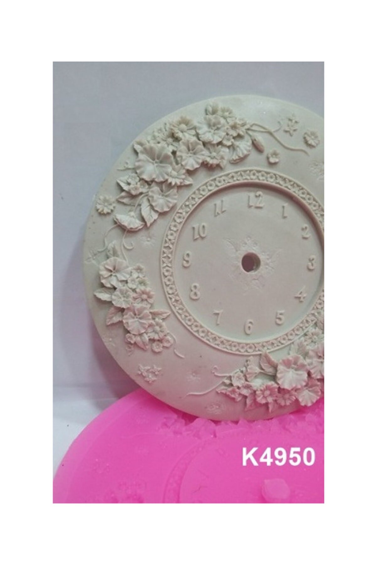 Kalıpcınızburada Çi̇çekli̇ Saat Si̇li̇kon Kalıp