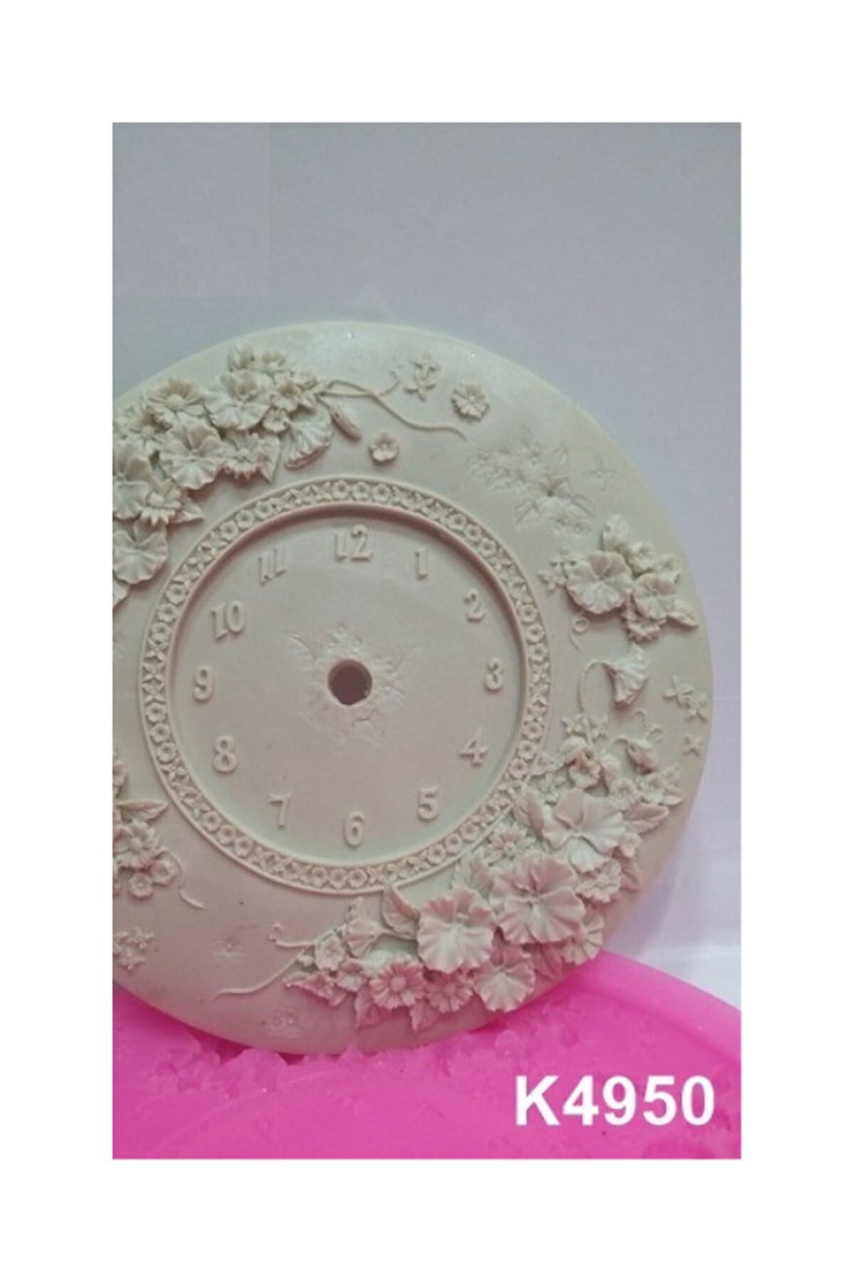 Kalıpcınızburada Çi̇çekli̇ Saat Si̇li̇kon Kalıp