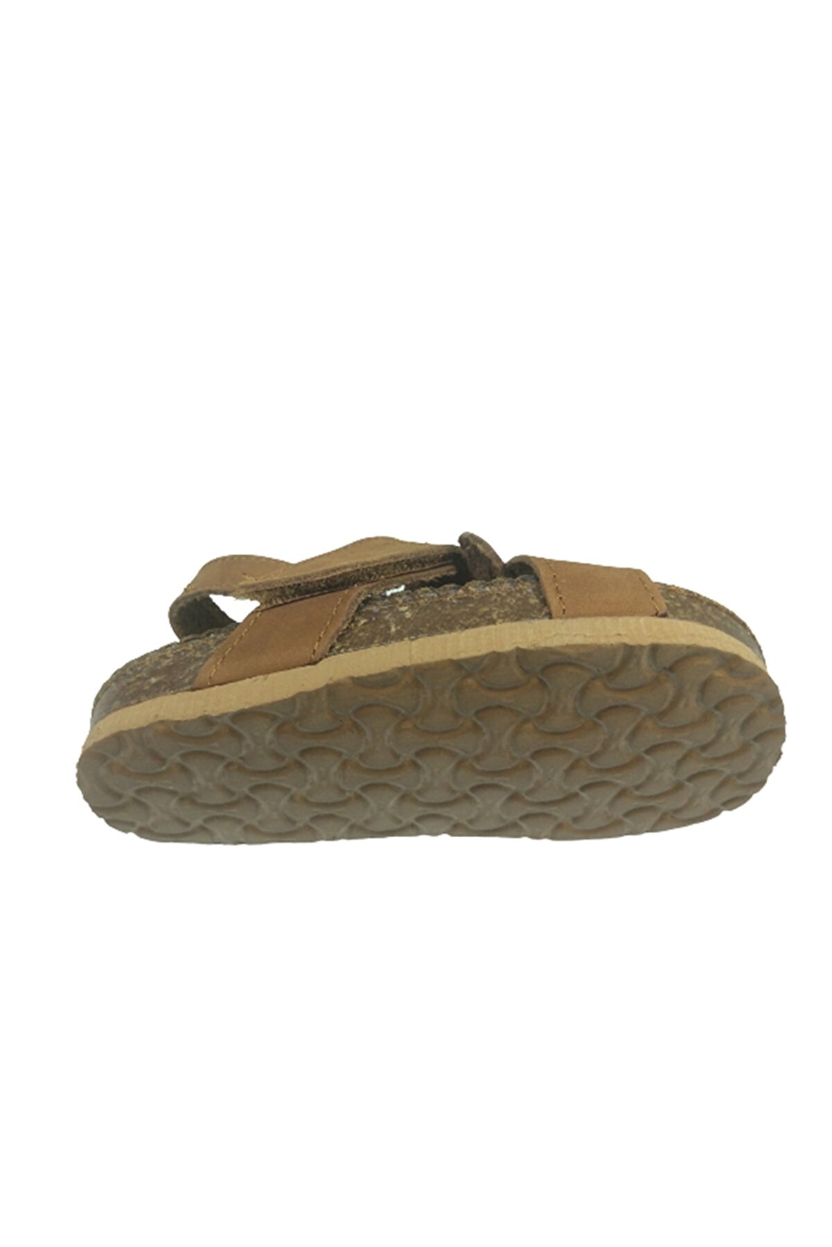 Bebe Erkek Çocuk Sandalet Tarçın Nubuk Yandan Cırtlı Deri̇ Mantar Taban