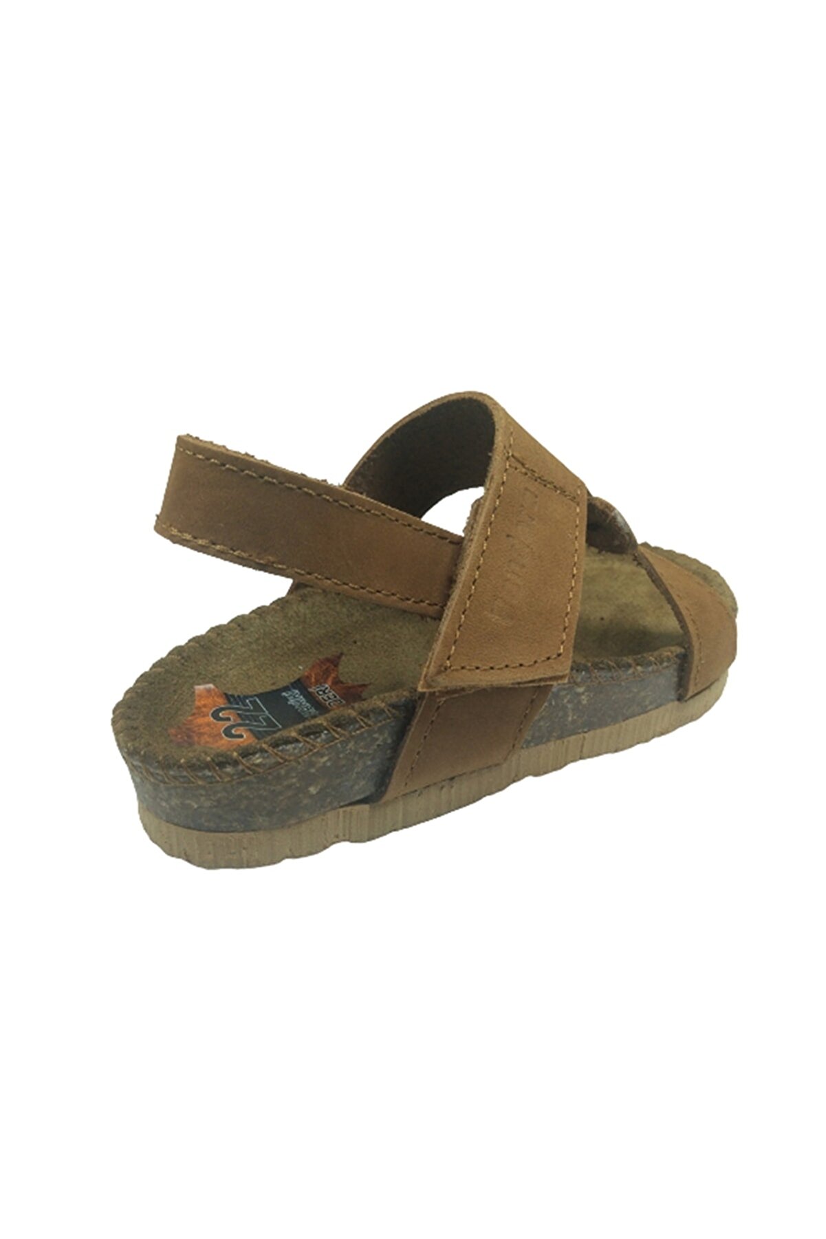 Bebe Erkek Çocuk Sandalet Tarçın Nubuk Yandan Cırtlı Deri̇ Mantar Taban