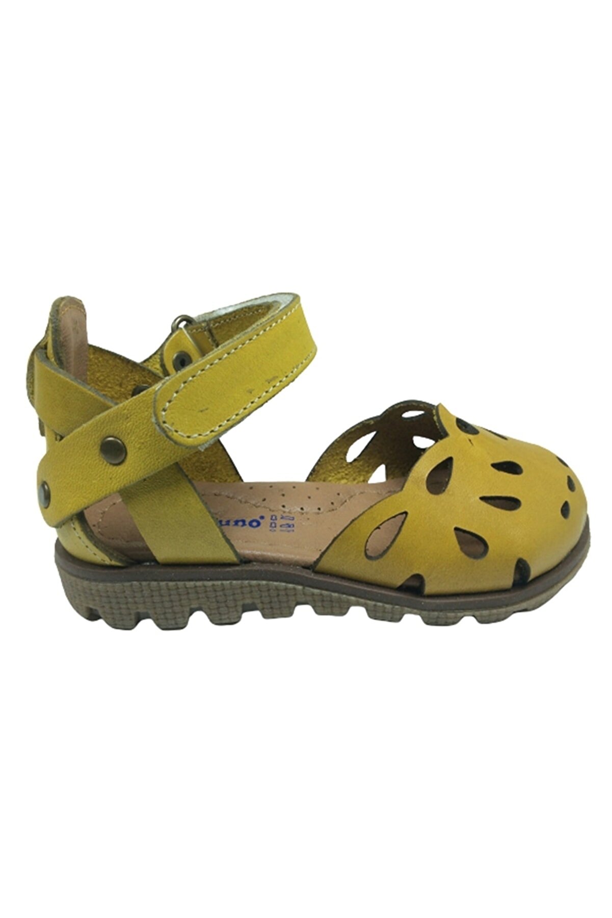 Ortopedi̇ka Bebe Kız Sandalet Hardal Önü Deli̇kli̇ Lazerli̇ Bi̇lekten Ci̇rtli̇ % 100 Deri̇