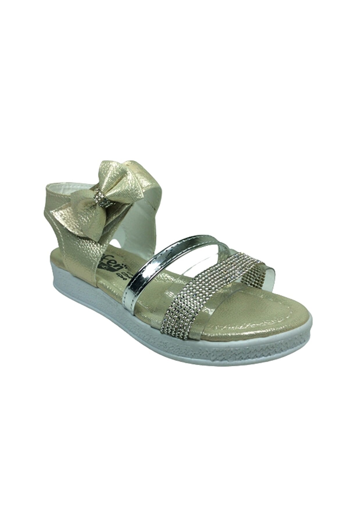 Grafen Fi̇let Kız Çocuk Sandalet Altın Dore Şeffaf Taşlı Abi̇ye Ayakkabı