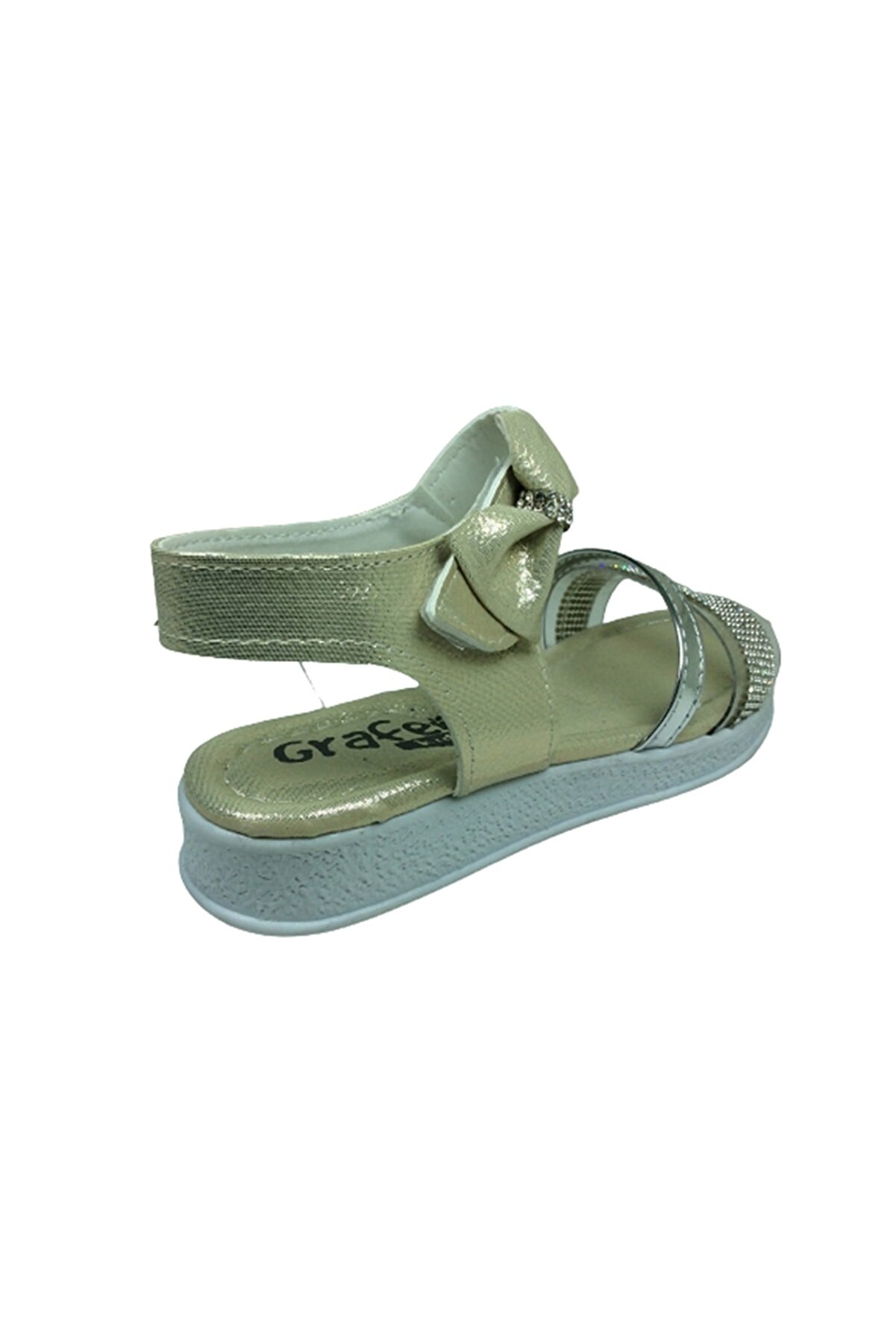 Grafen Fi̇let Kız Çocuk Sandalet Altın Dore Şeffaf Taşlı Abi̇ye Ayakkabı