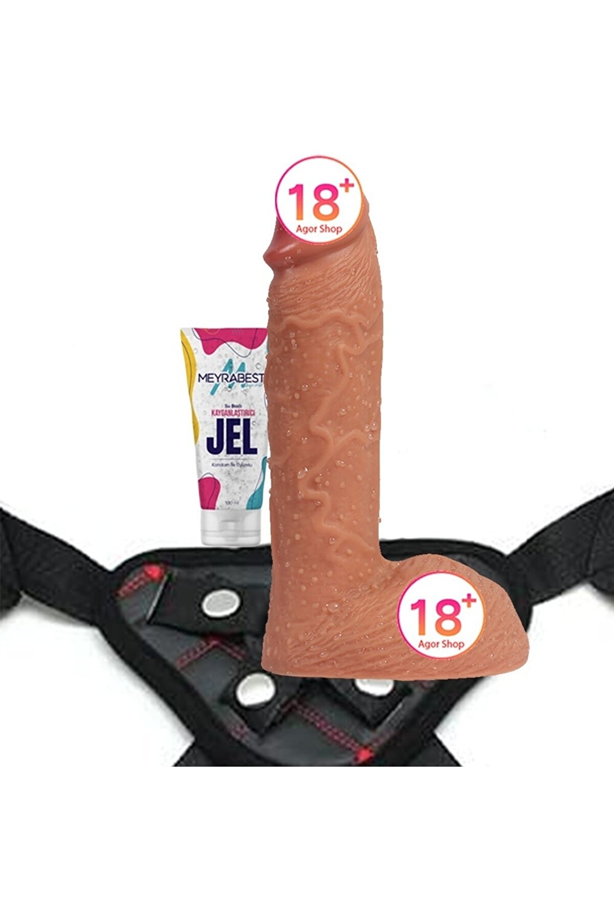 Meyrabest Di̇ldo Seri̇es Buru 22 Cm &Ccedil;i̇ft Katmanlı Kemerli̇ Strapon Peni̇s