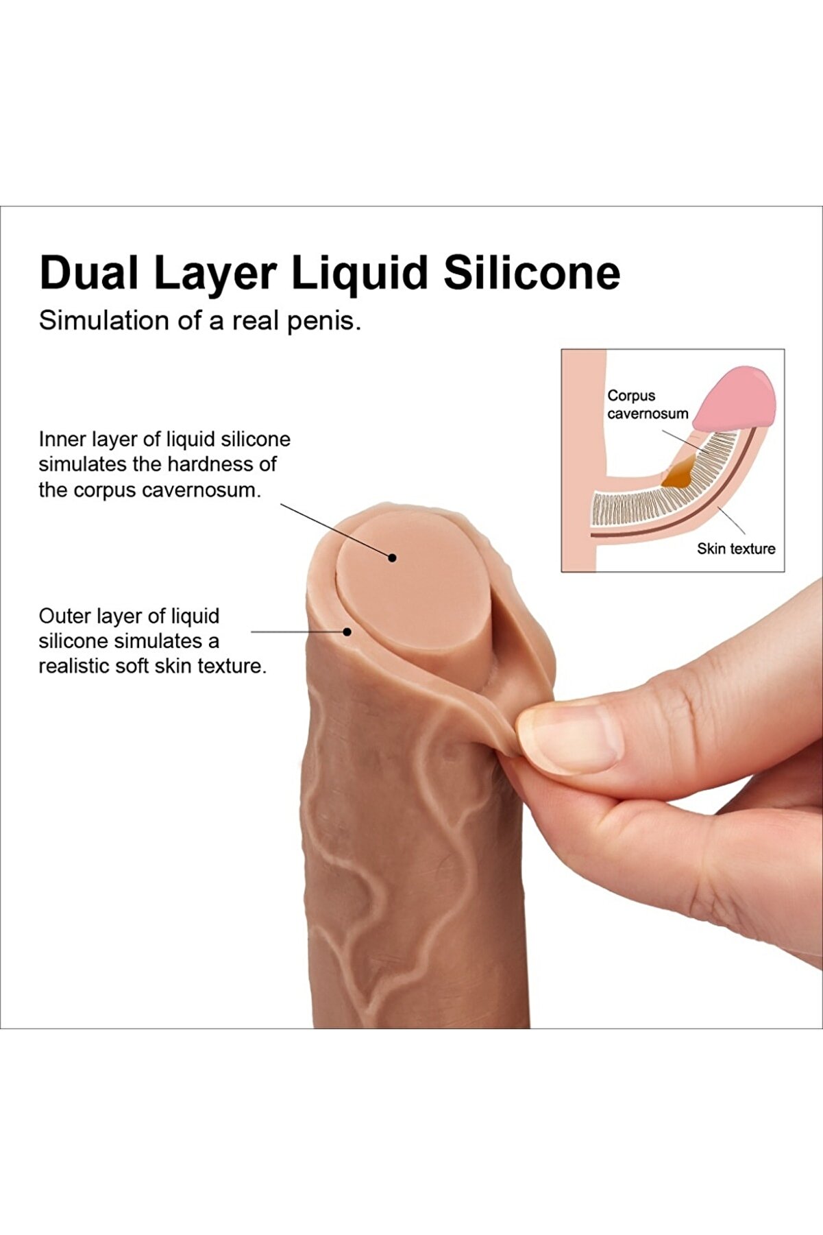 Meyrabest Nature Cock Eği̇k Model &Ccedil;i̇ft Katmanlı Reali̇sti̇k Di̇ldo 20 Cm