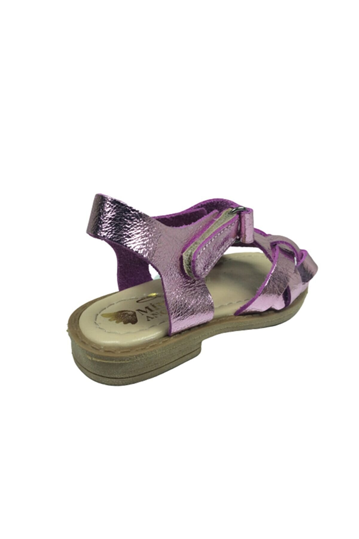 Bebe Kız Çocuk Sandalet  Pembe Si̇mli̇ Önü Çapraz Atkılı Bi̇lekten Cırtlı Deri̇ Ht Taban