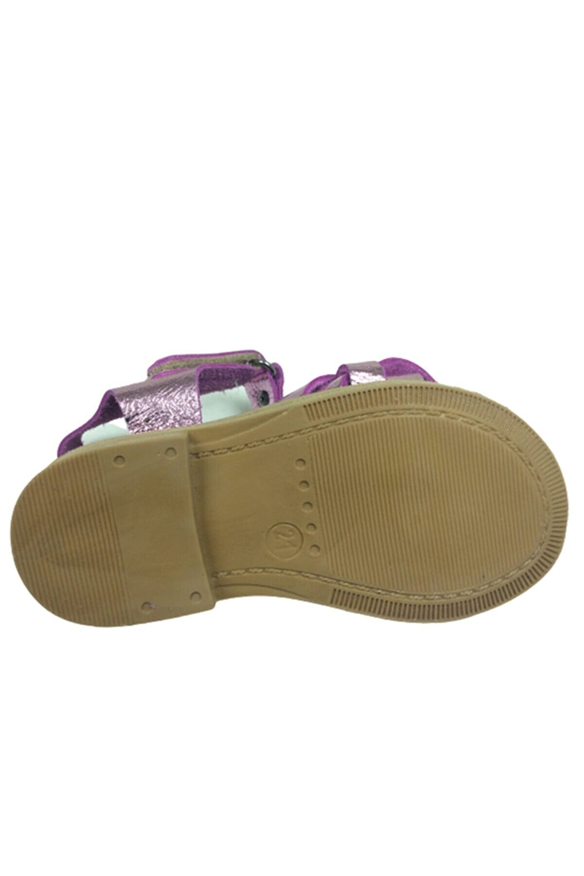 Bebe Kız Çocuk Sandalet  Pembe Si̇mli̇ Önü Çapraz Atkılı Bi̇lekten Cırtlı Deri̇ Ht Taban