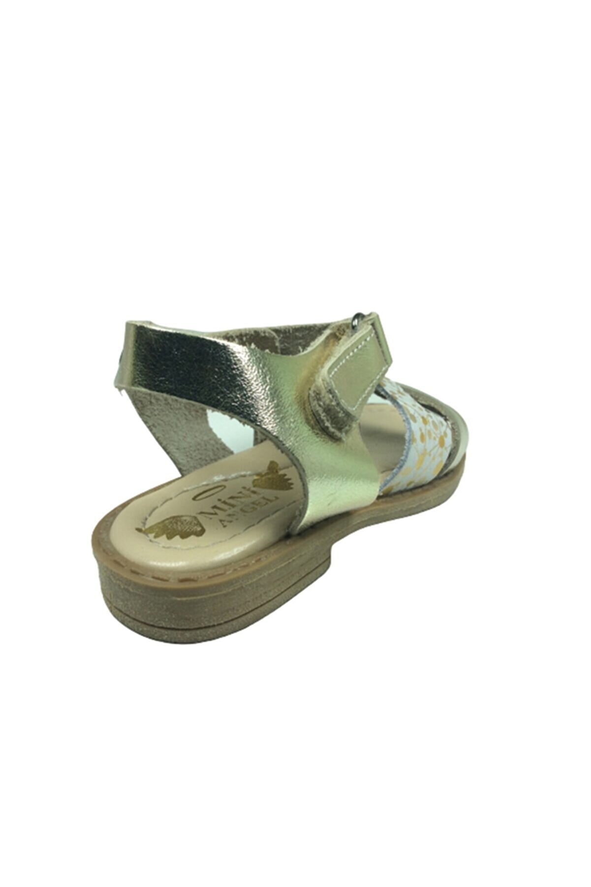 Bebe Kız Çocuk Sandalet  Dore Baskılı Önü Çapraz Atkılı Bi̇lekten Cırtlı Deri̇ Ht Taban