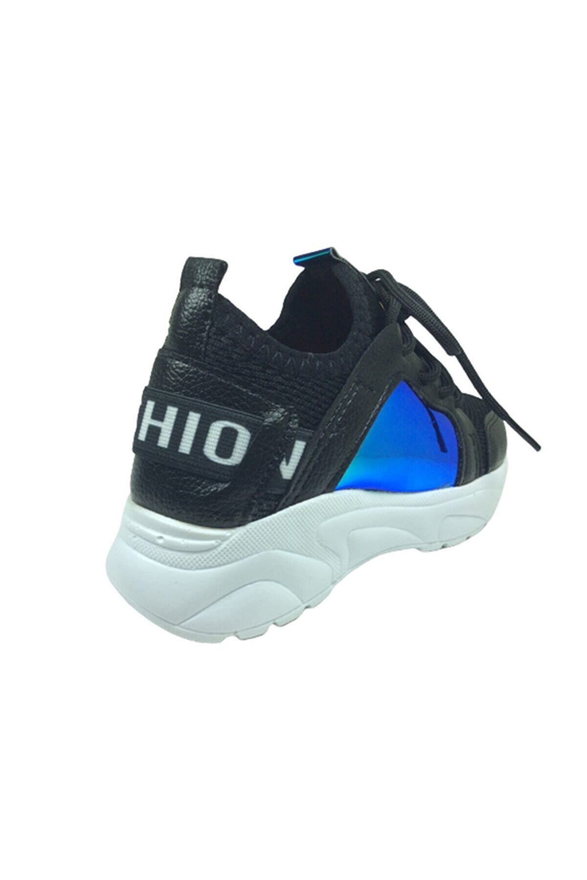 Pati̇k Si̇yah Mavi̇ Hologramlı Kız Çocuk Günlük Spor Ayakkabı Bağcıklı Tri̇ko