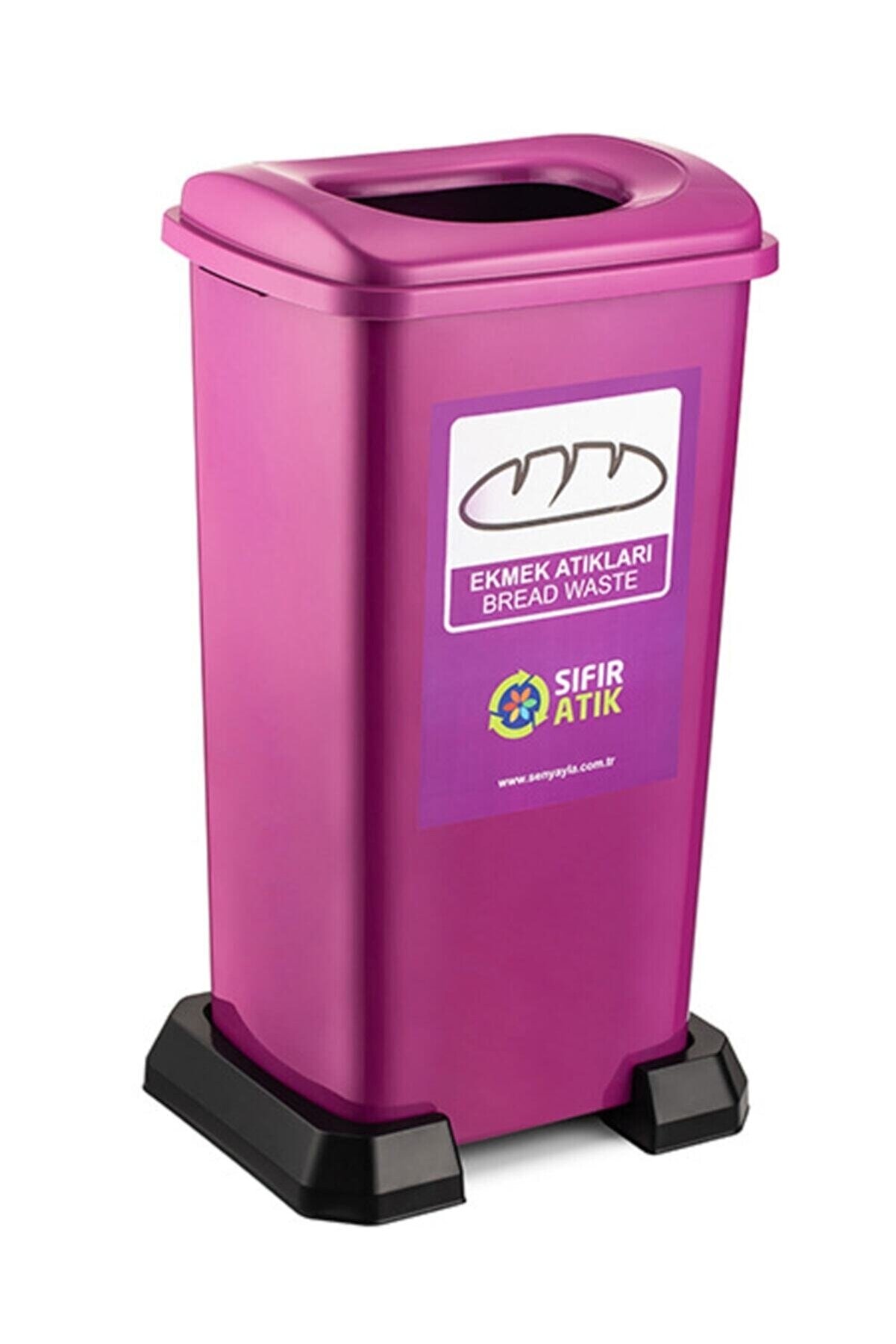 Şenyayla Plasti̇k Sıfır Atık Geri̇ Dönüşüm Çöp Kutusu Kovası 70 Lt Mor Ekmek Atıkları