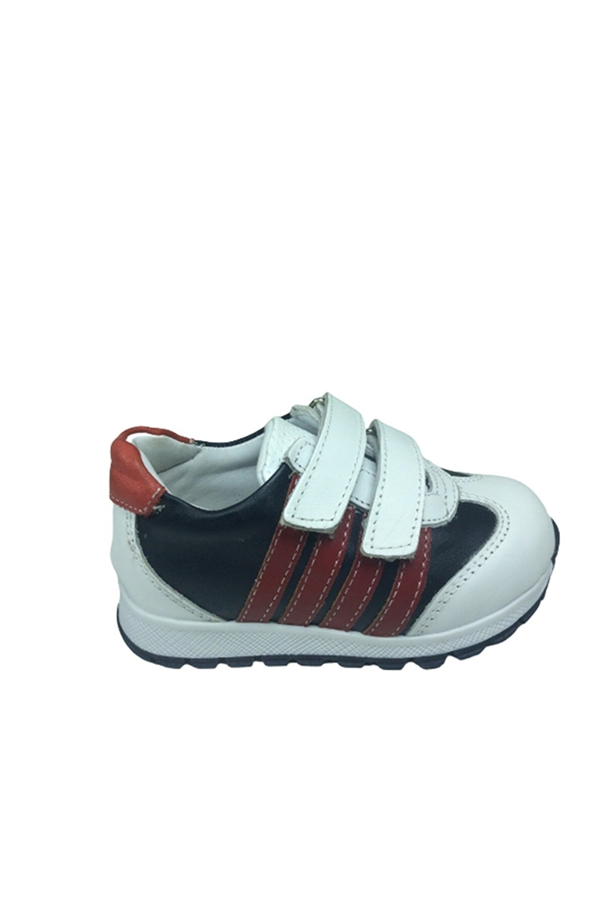 grafen Bebe Erkek Çocuk Spor Ayakkabı Beyaz-siyah Cırtlı % 100 Deri Anatomik