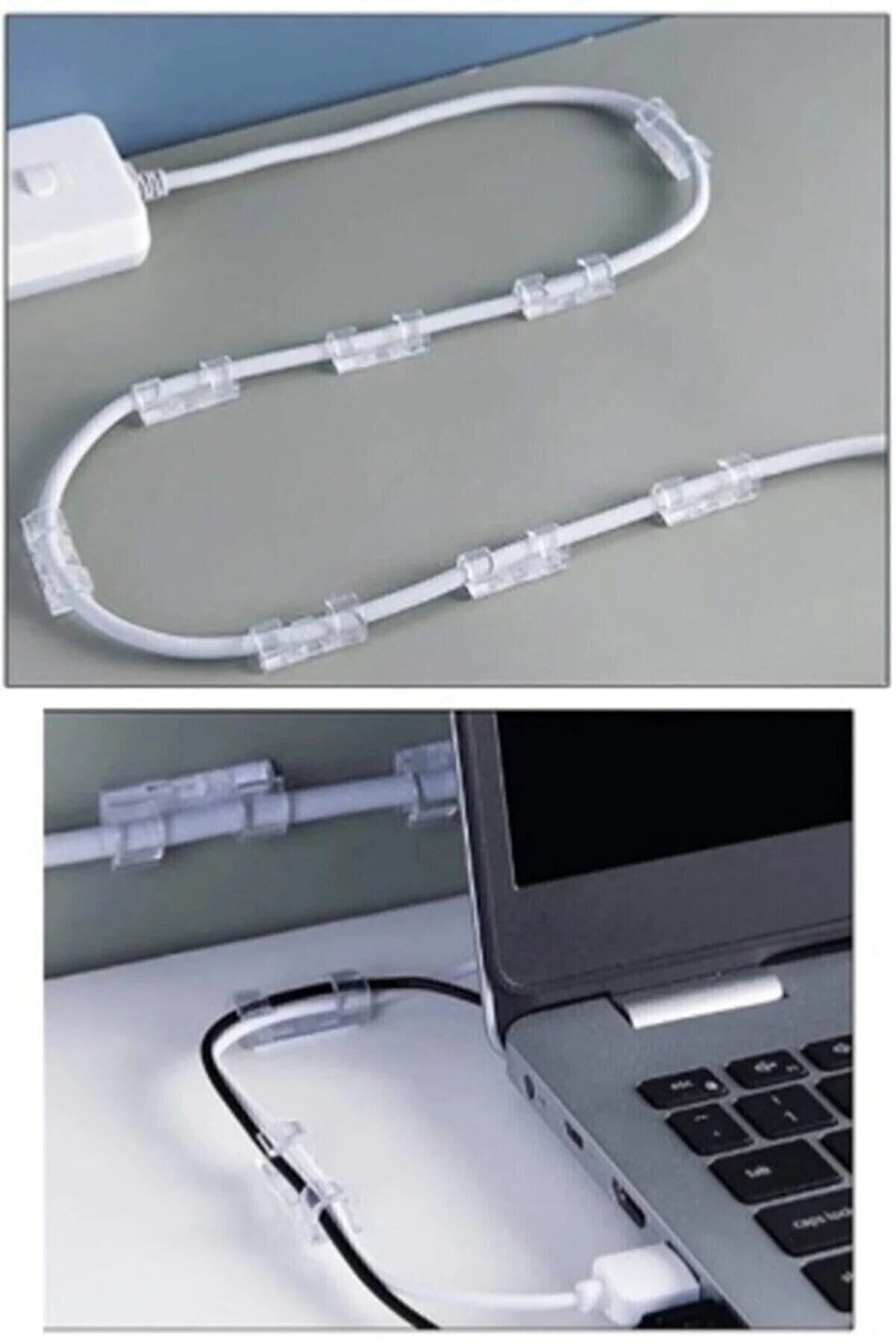 Go İthalat Kablo Sabi̇tleyi̇ci̇ Kli̇psler 20 Adet Kablo D&uuml;zenleyi̇ci̇ Duvar Fayans Cam Kablo Tutucu Yapışkanlı Kli̇ps