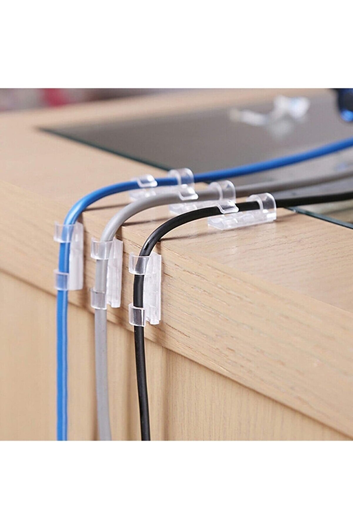 Go İthalat Kablo Sabi̇tleyi̇ci̇ Kli̇psler 20 Adet Kablo D&uuml;zenleyi̇ci̇ Duvar Fayans Cam Kablo Tutucu Yapışkanlı Kli̇ps